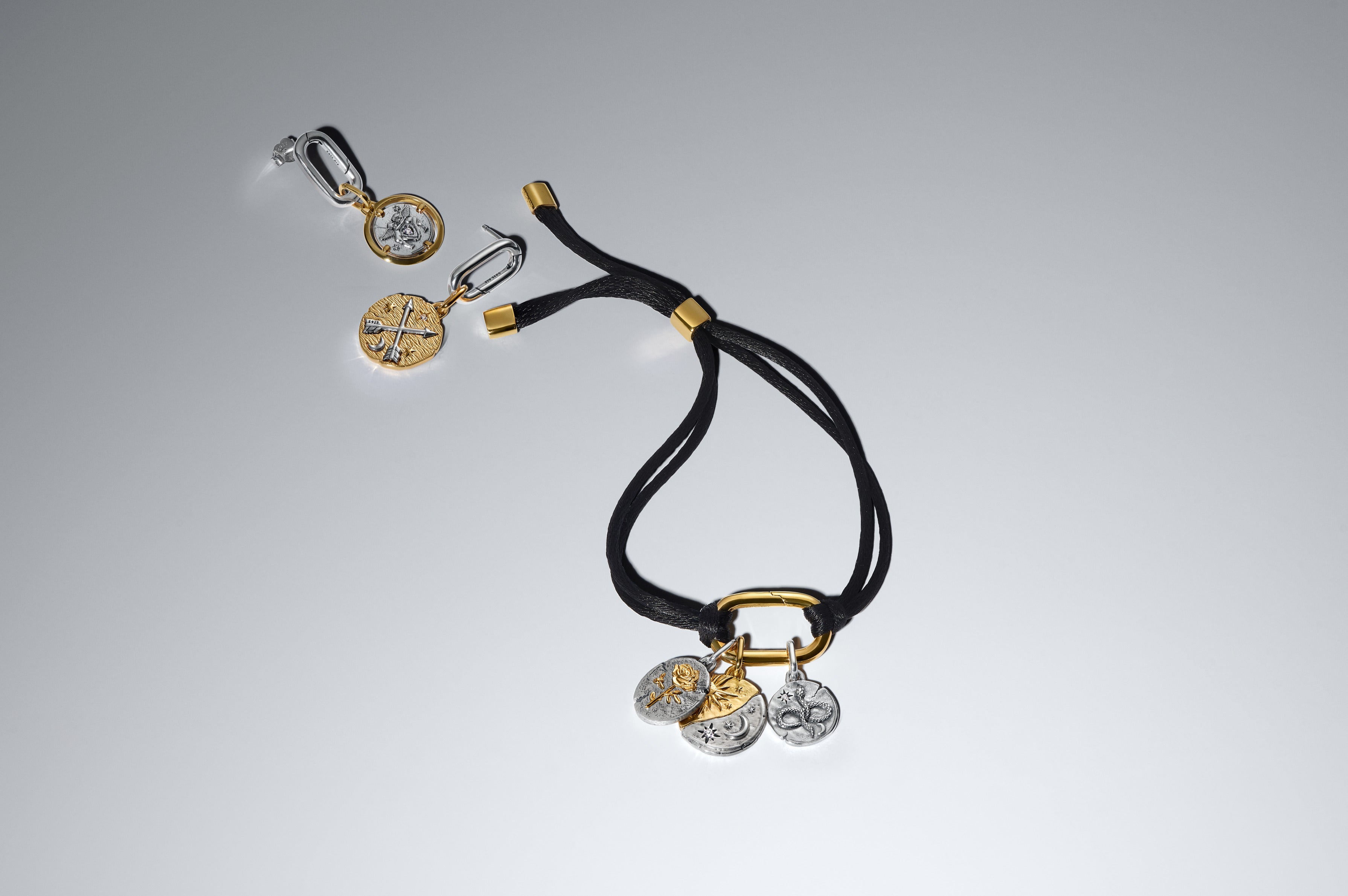 Cupids Sterling Silver And 14K Gold-Plated Medallion With Clear Cubic Zirconia