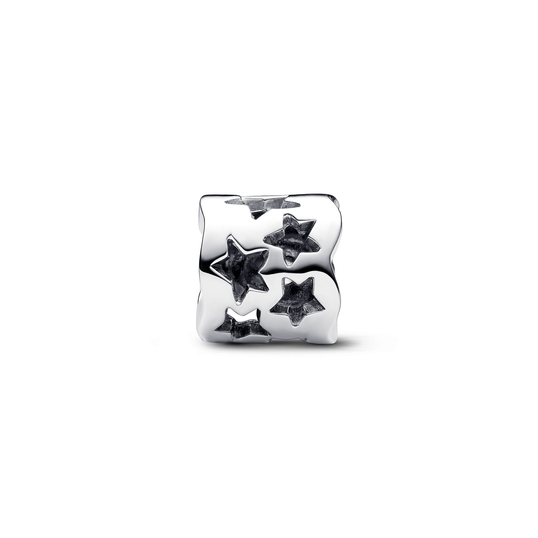 Cut-Out Star Sterling Silver Charm With Clear Cubic Zirconia