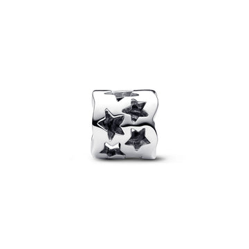Cut-Out Star Sterling Silver Charm With Clear Cubic Zirconia