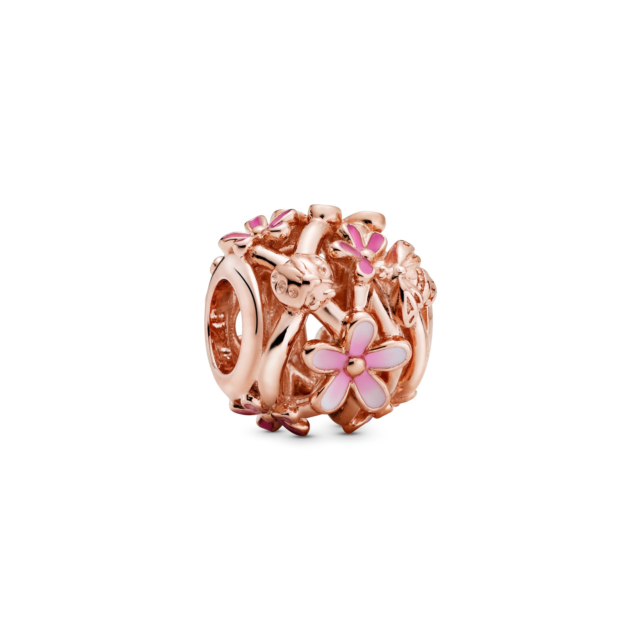 Daisy 14K Rose Gold-Plated Charm With Shaded Pink Enamel