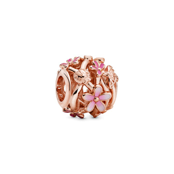 Daisy 14K Rose Gold-Plated Charm With Shaded Pink Enamel