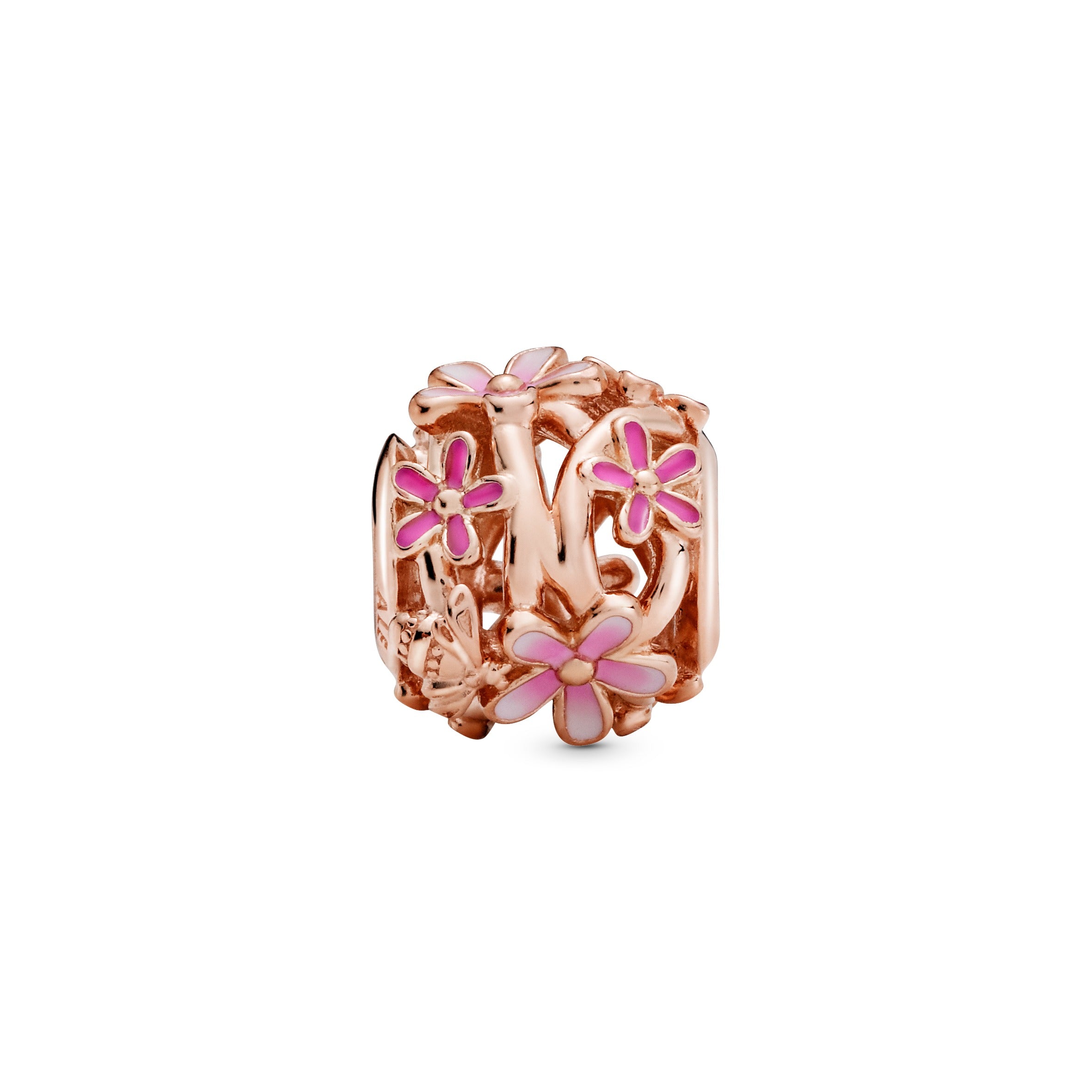 Daisy 14K Rose Gold-Plated Charm With Shaded Pink Enamel