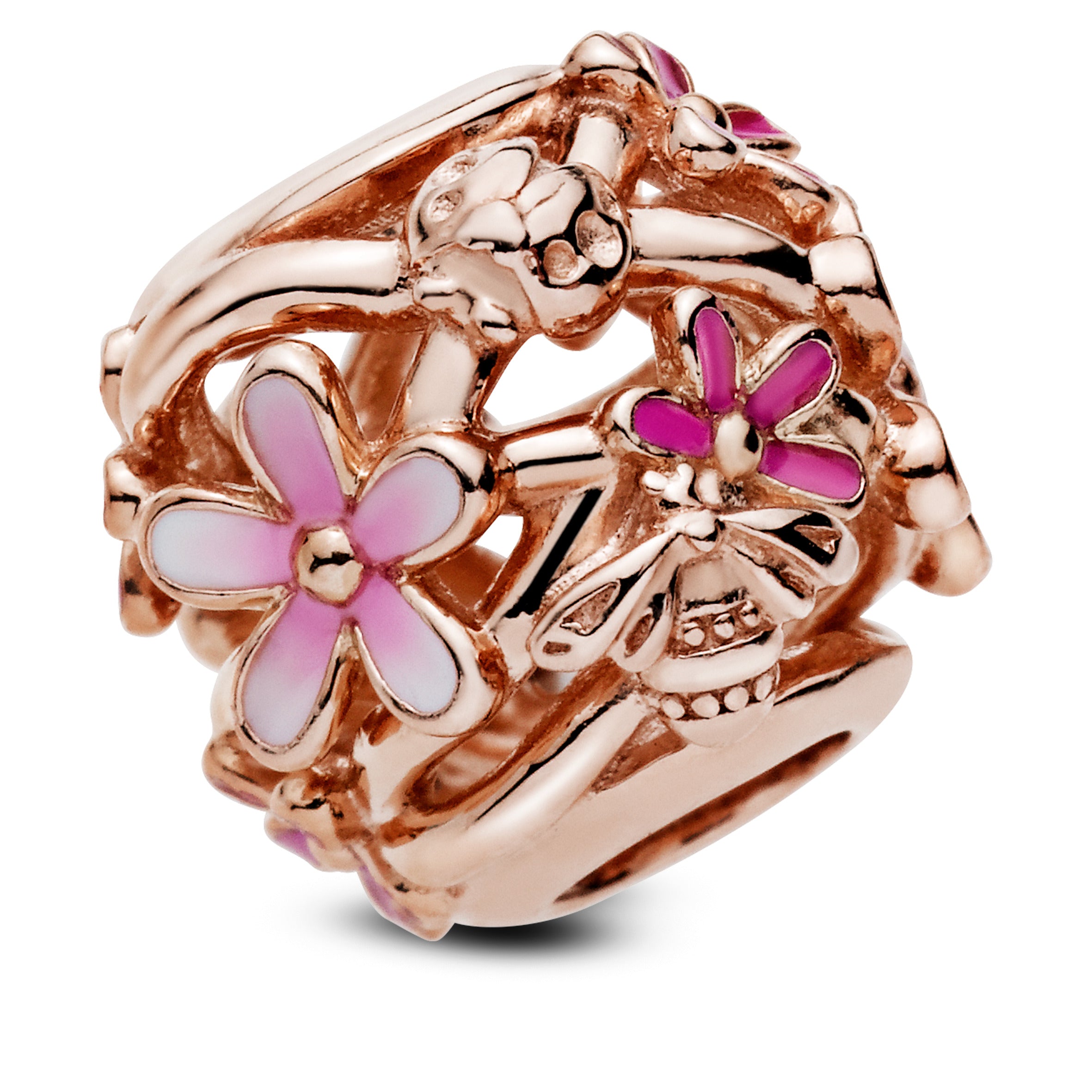Daisy 14K Rose Gold-Plated Charm With Shaded Pink Enamel