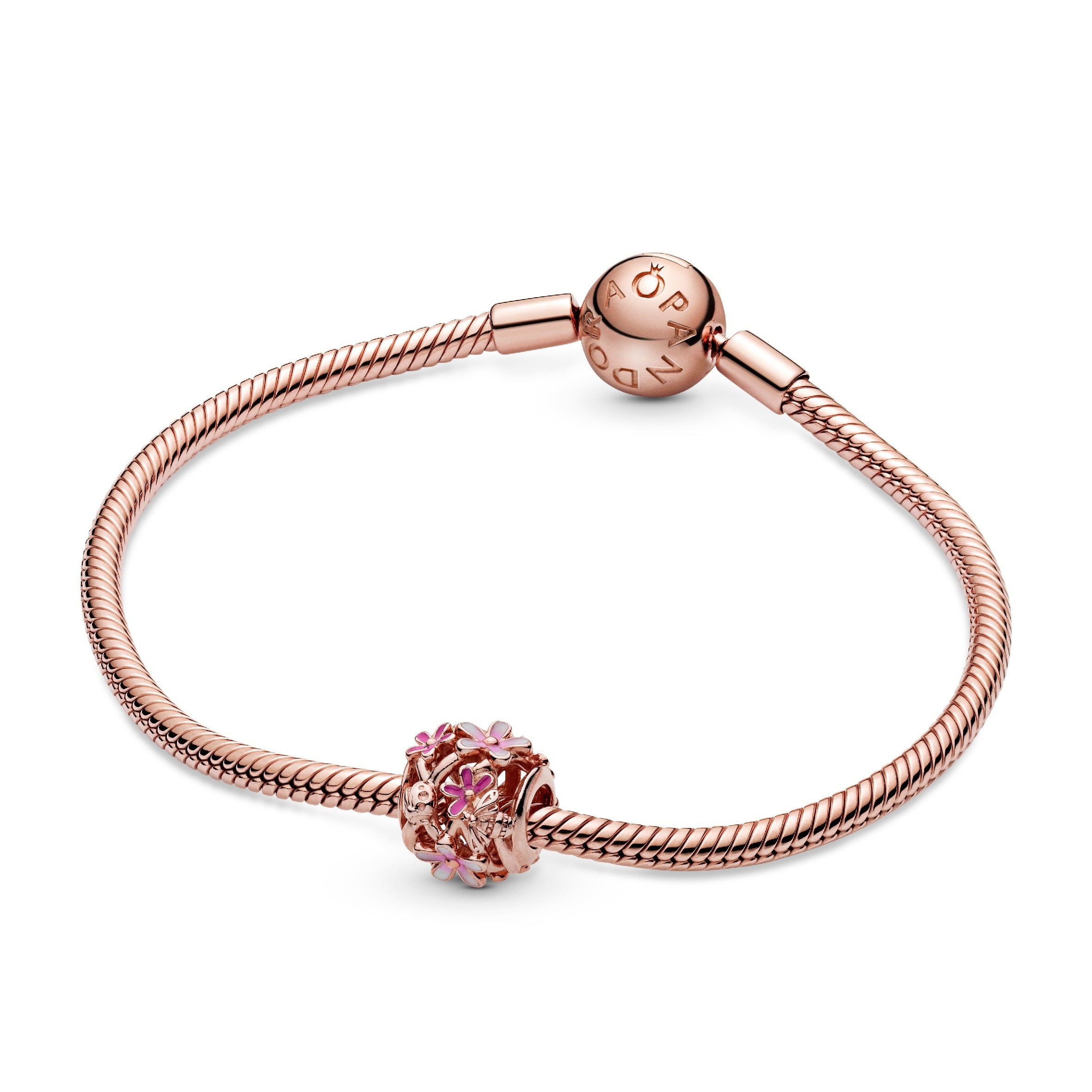Daisy 14K Rose Gold-Plated Charm With Shaded Pink Enamel