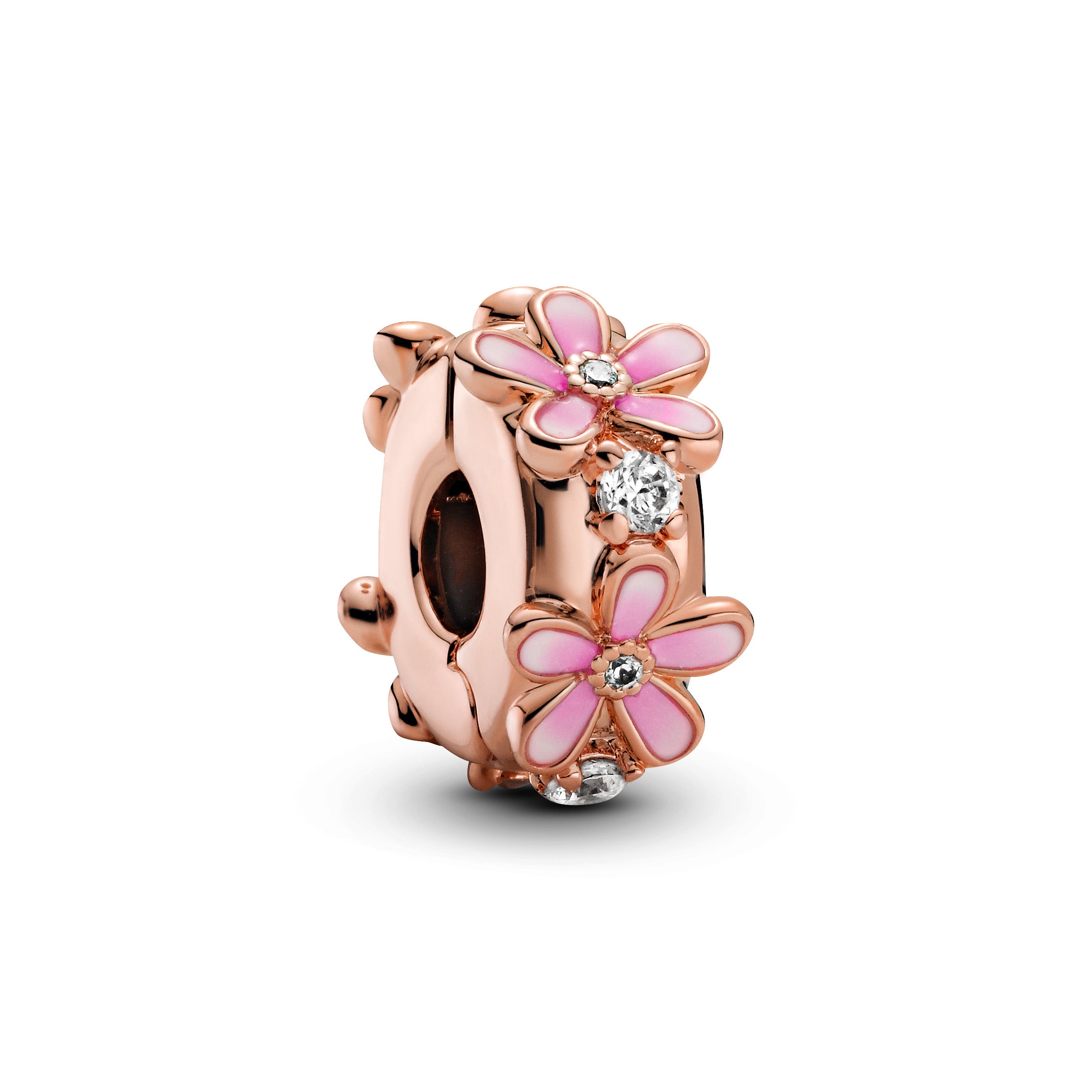 Daisy 14K Rose Gold-Plated Clip With Clear Cubic Zirconia And Shaded Pink Enamel And Silicone Grip