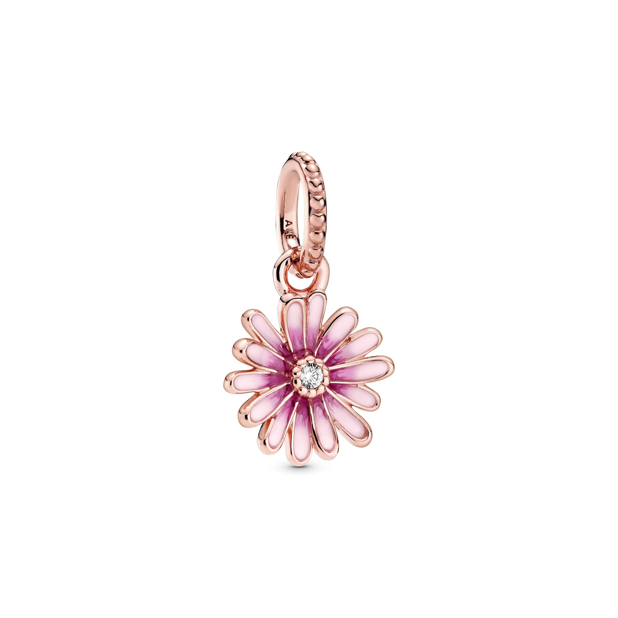 Daisy 14K Rose Gold-Plated Dangle With Clear Cubic Zirconia And Shaded Pink Enamel