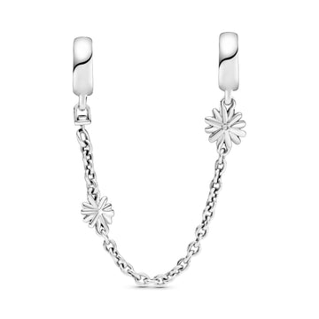 Daisy Sterling Silver Safety Chain With Clear Cubic Zirconia