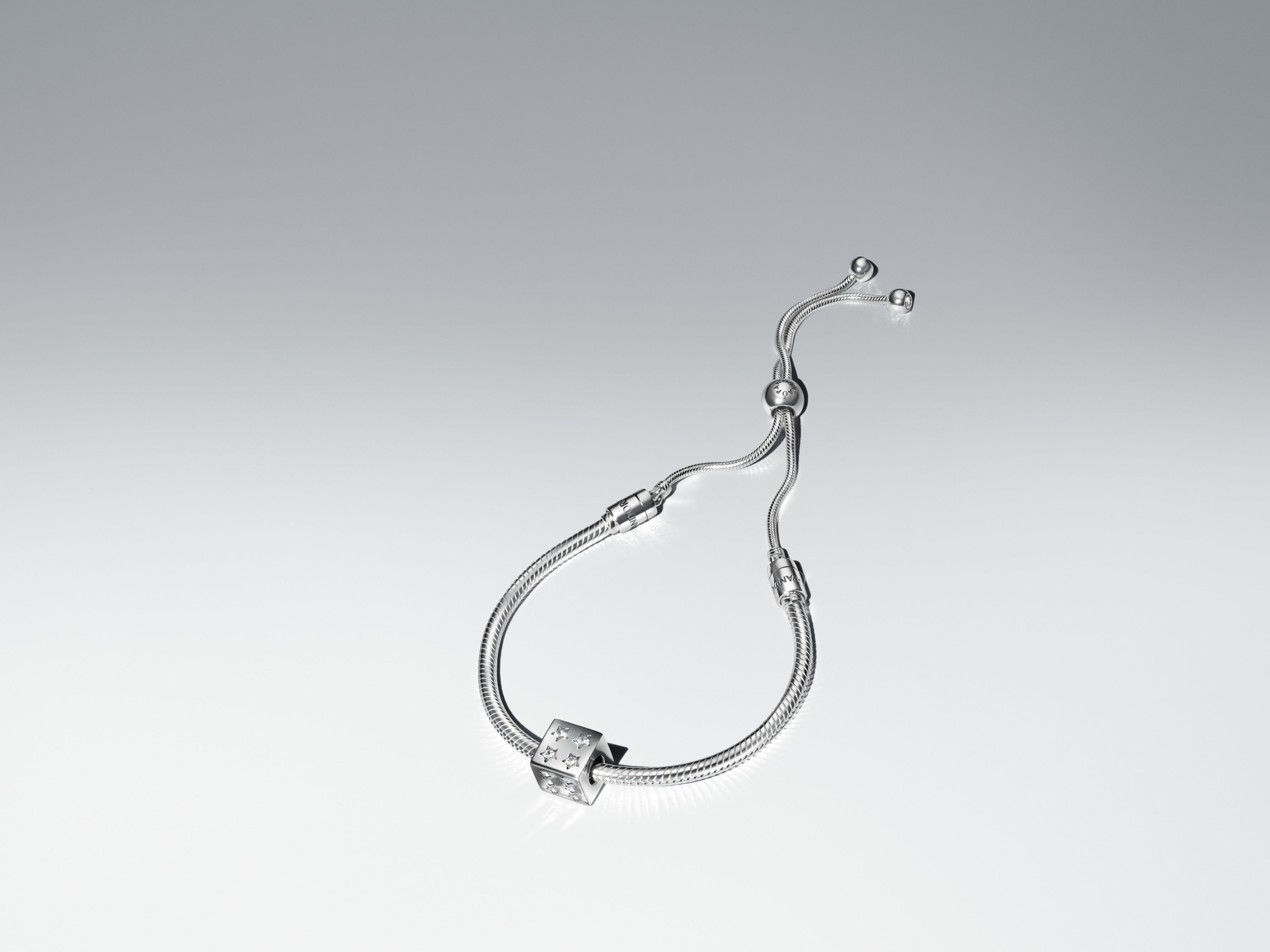 Dice Sterling Silver Charm With Clear Cubic Zirconia