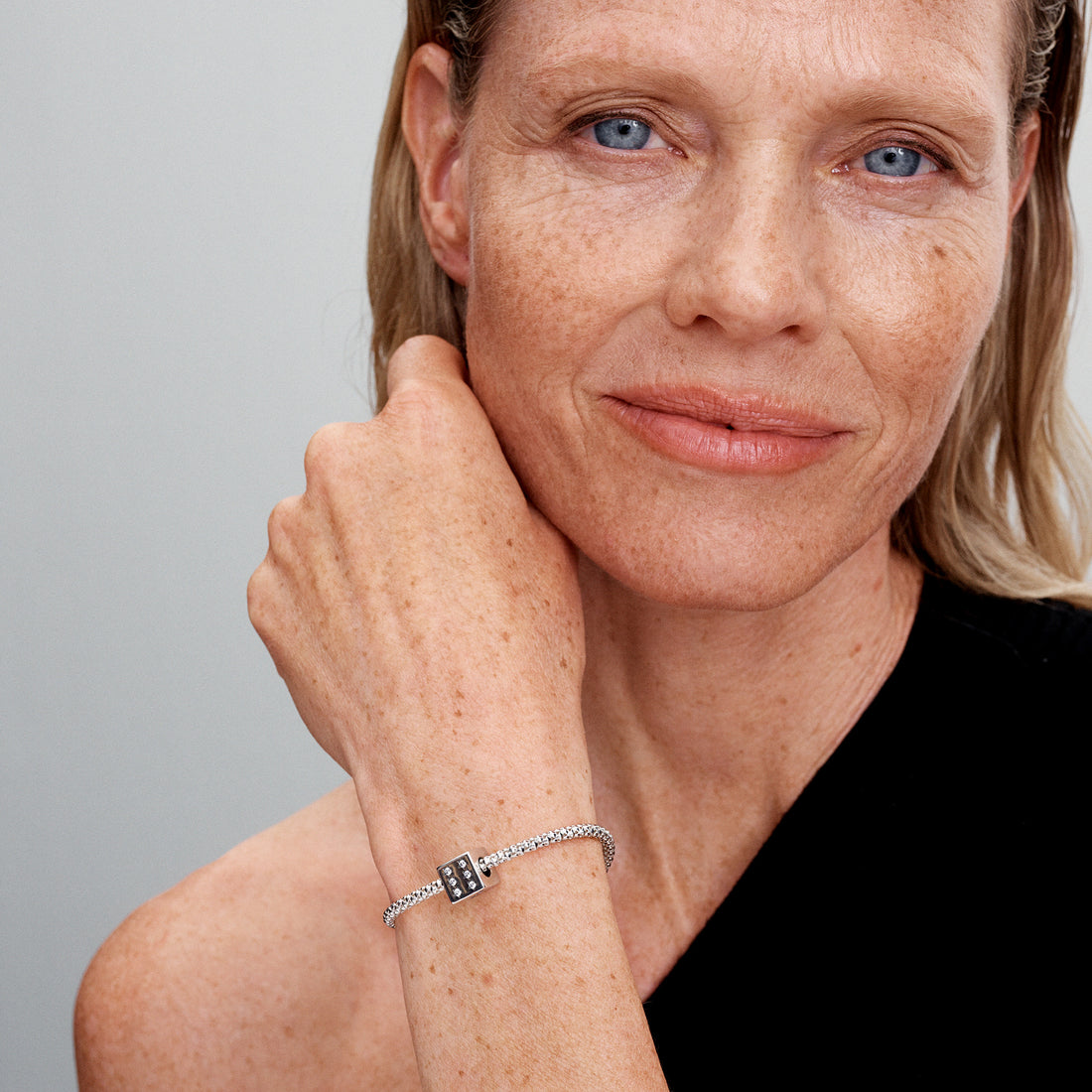 Dice Sterling Silver Charm With Clear Cubic Zirconia