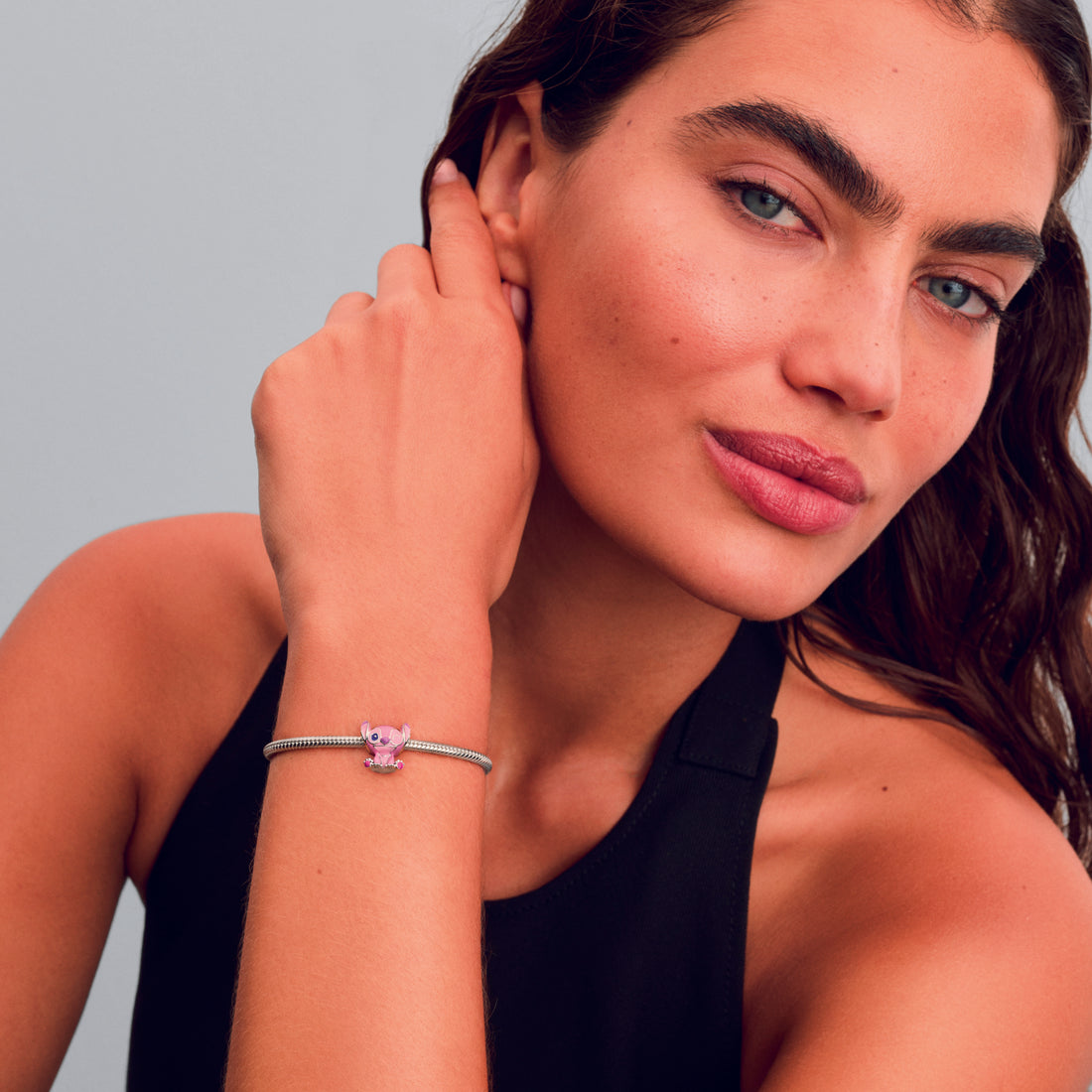 Disney Angel Sterling Silver Charm With Purple And Pink Enamel