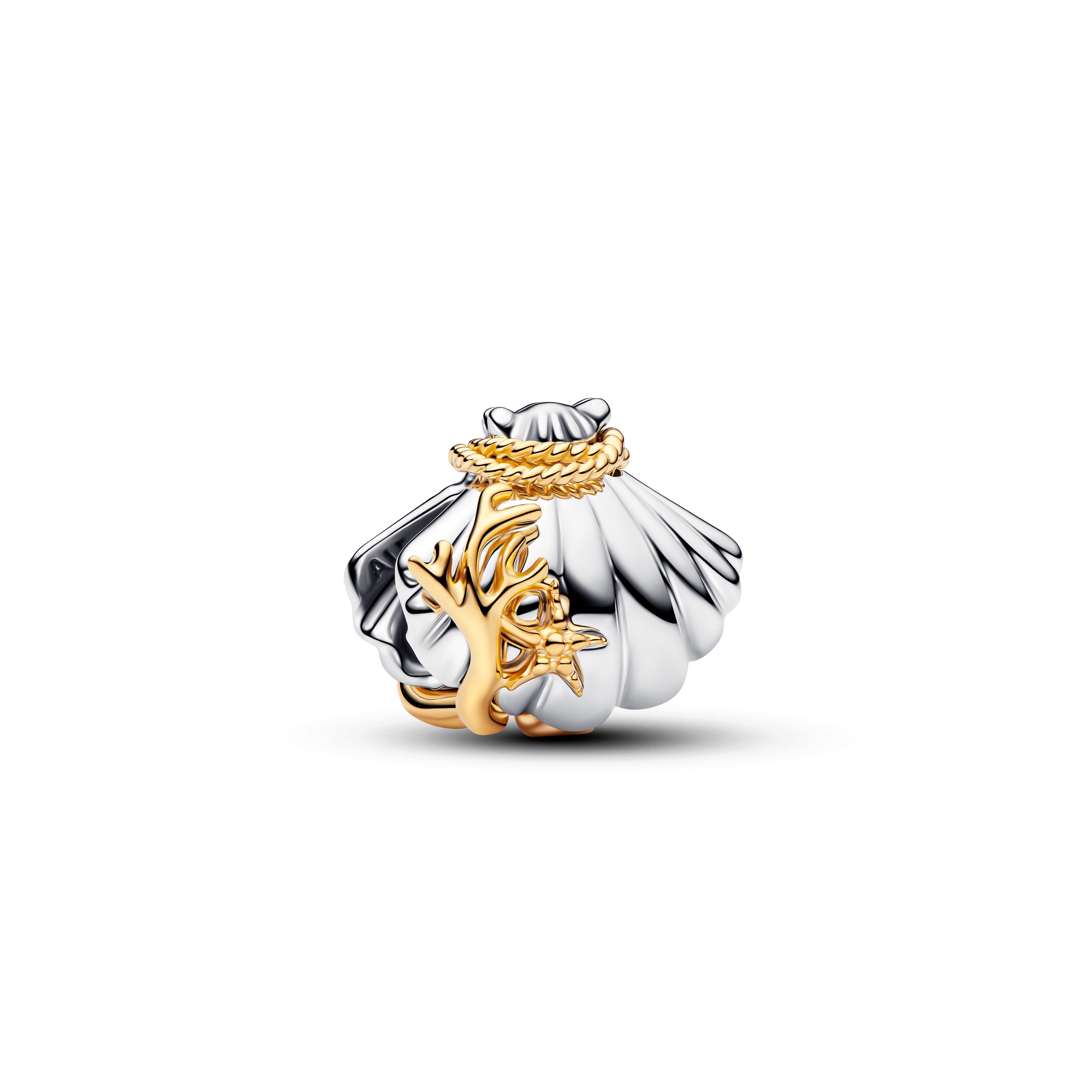 Disney Ariel Sterling Silver And 14K Gold-Plated Charm With 0.012 Ct Tw G-I Vs+ Round Brilliant Very Good Cut Lab-Grown Diamond