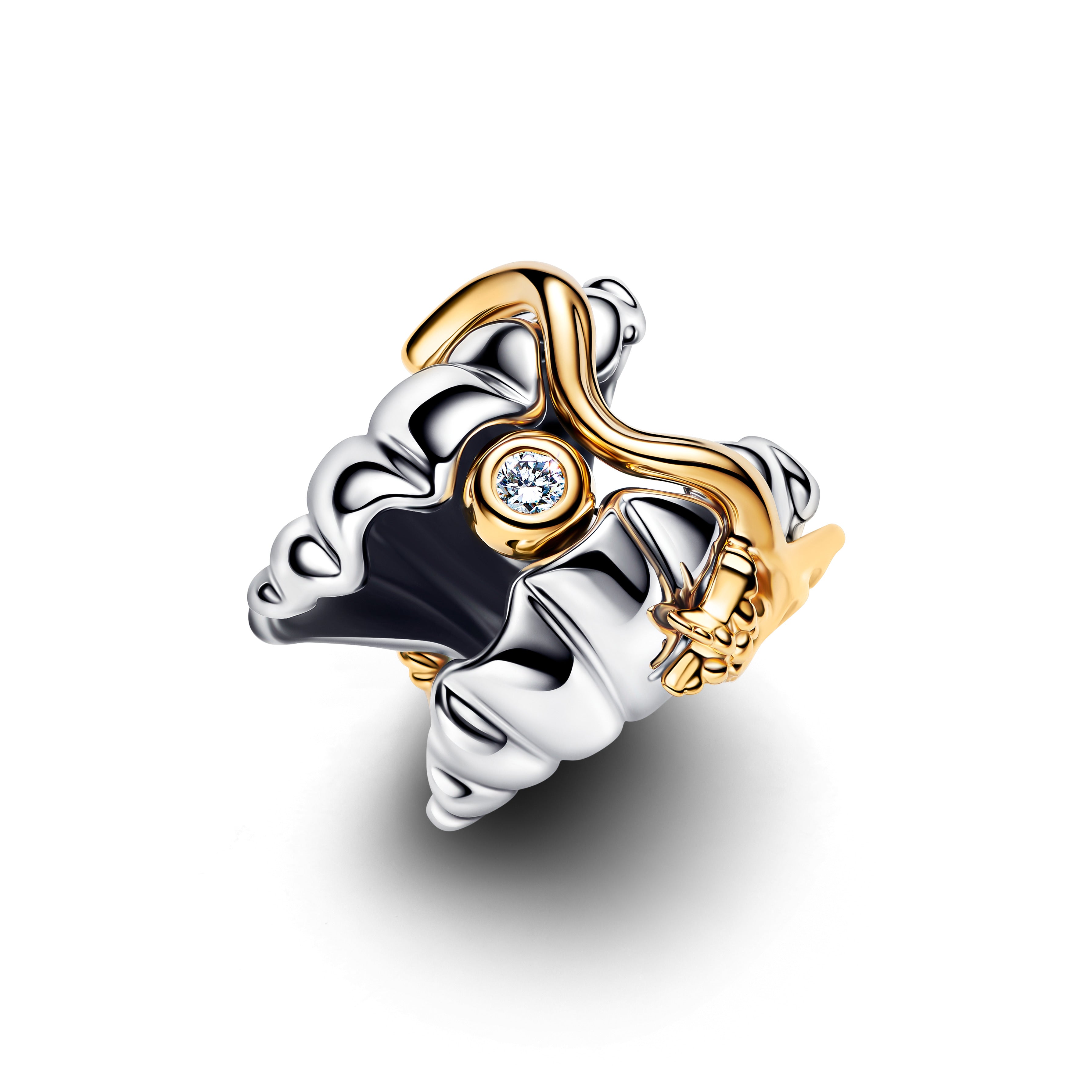 Disney Ariel Sterling Silver And 14K Gold-Plated Charm With 0.012 Ct Tw G-I Vs+ Round Brilliant Very Good Cut Lab-Grown Diamond