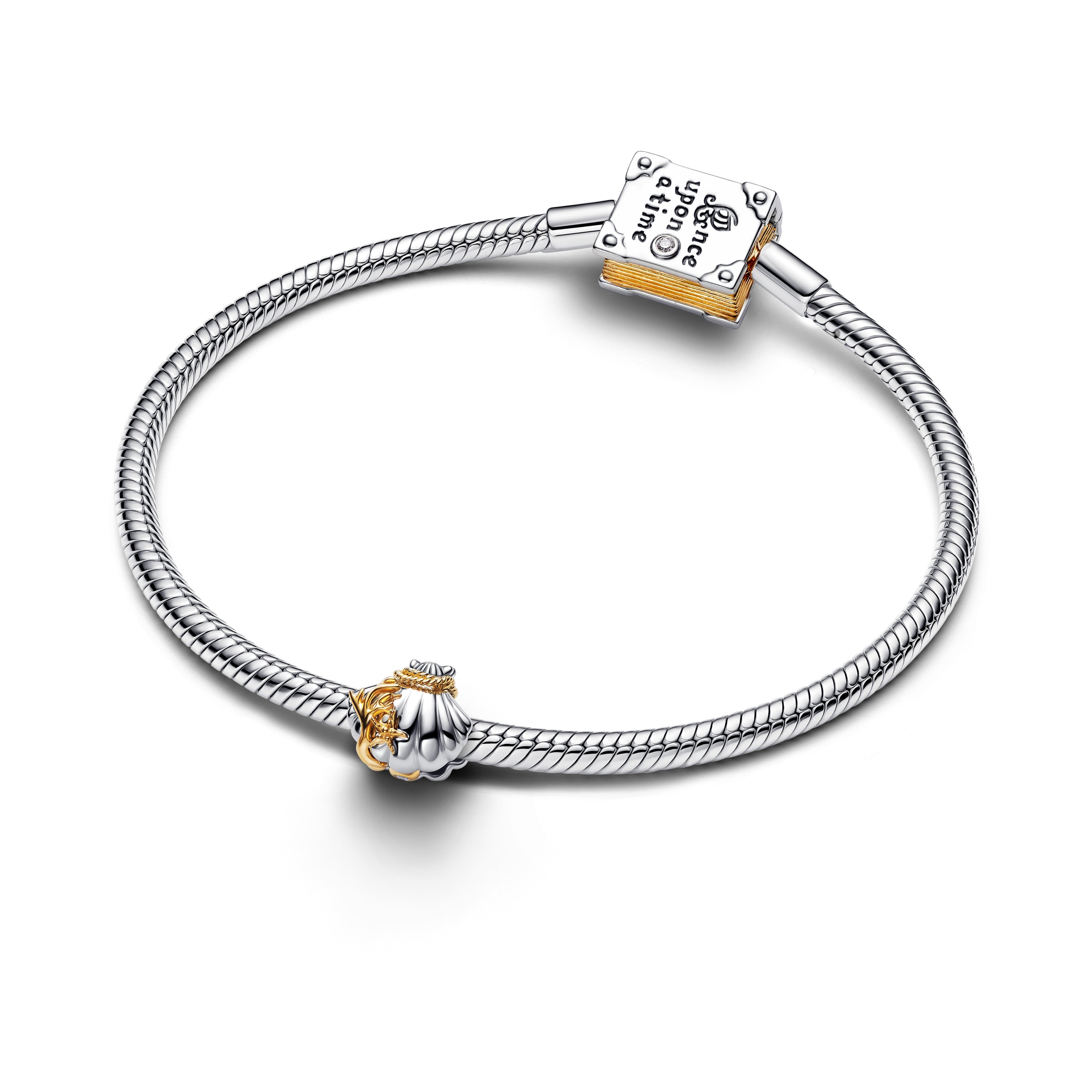 Disney Ariel Sterling Silver And 14K Gold-Plated Charm With 0.012 Ct Tw G-I Vs+ Round Brilliant Very Good Cut Lab-Grown Diamond