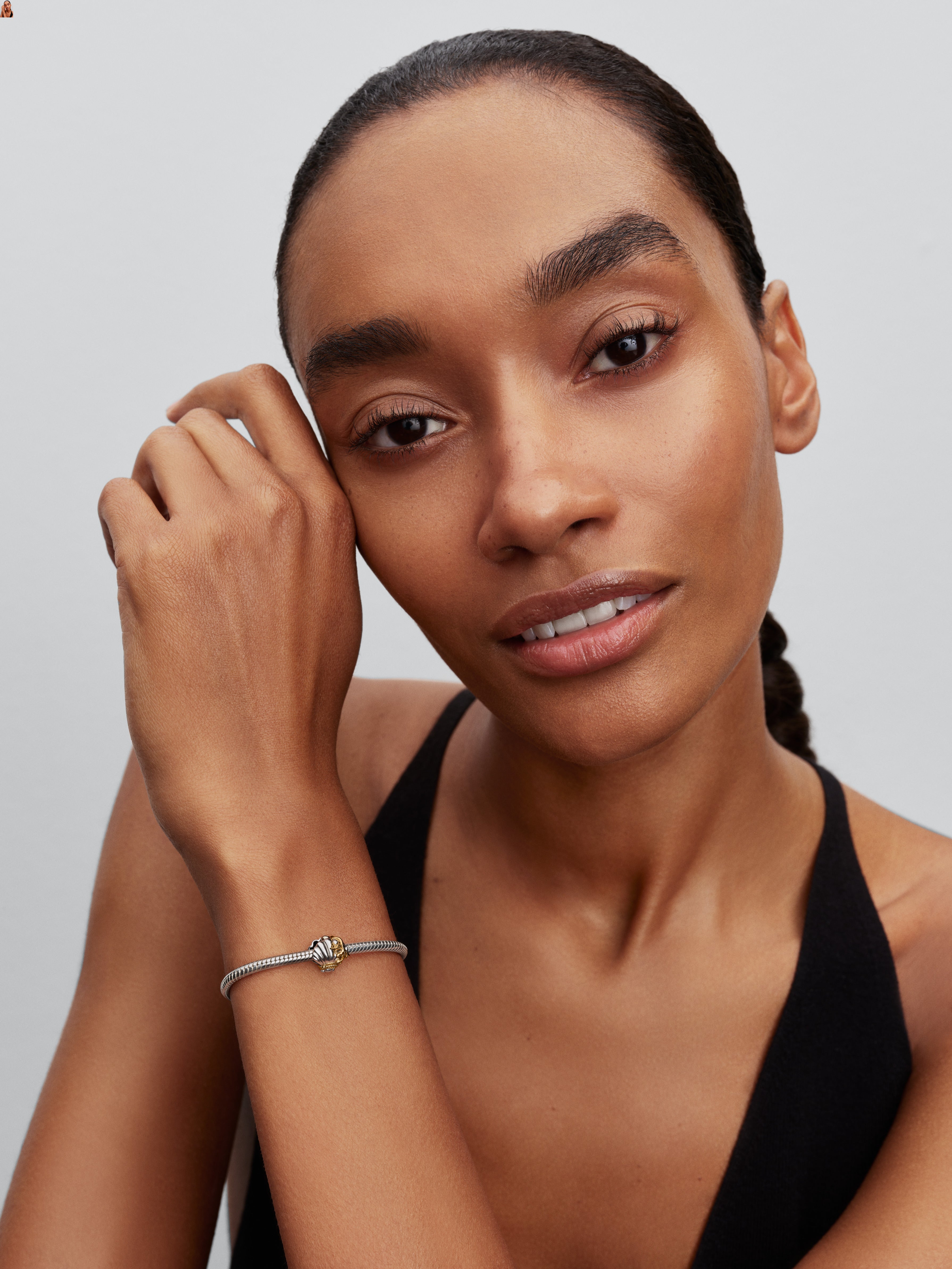 Disney Ariel Sterling Silver And 14K Gold-Plated Charm With 0.012 Ct Tw G-I Vs+ Round Brilliant Very Good Cut Lab-Grown Diamond