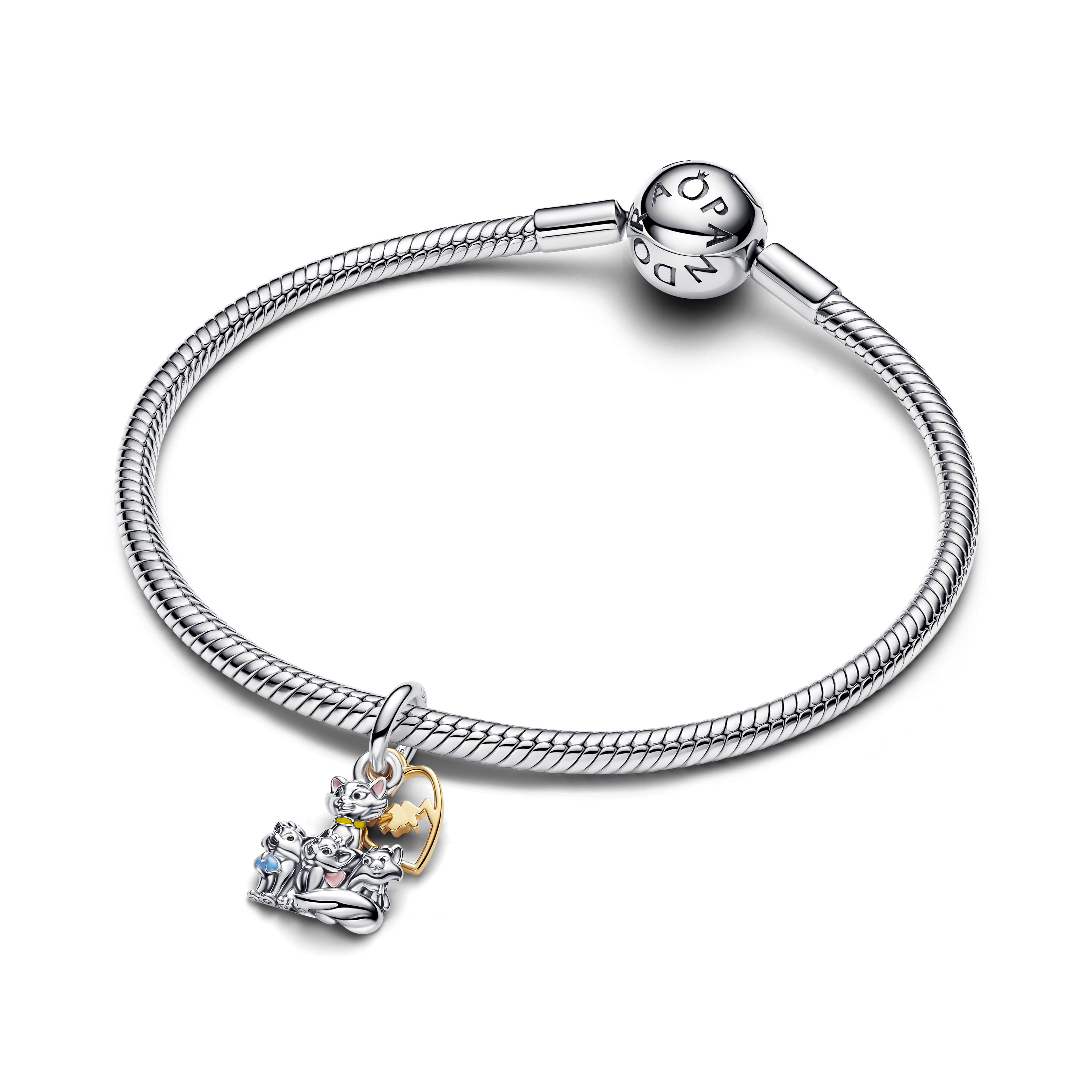 Disney Aristocats Sterling Silver And 14K Gold-Plated Double Dangle With Pink And Blue Enamel