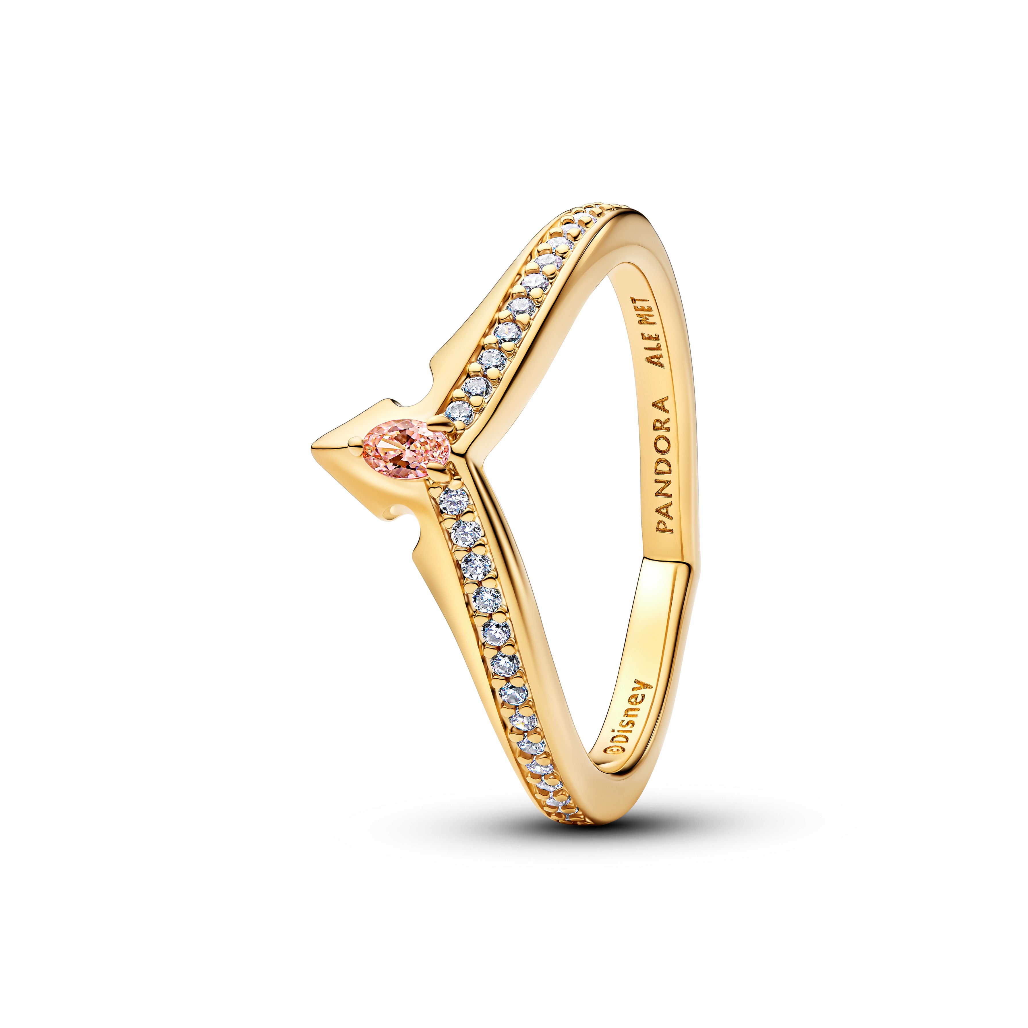 Disney Aurora 14K Gold-Plated Ring With Misty Rose Cubic Zirconia And Clear Cubic Zirconia