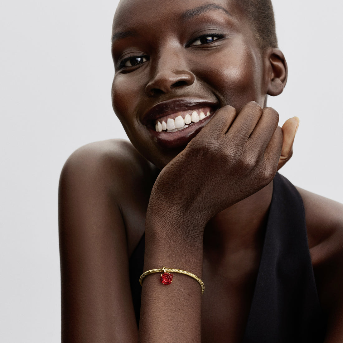 Disney Beauty And The Beast Rose 14K Gold-Plated Dangle With Red Murano Glass