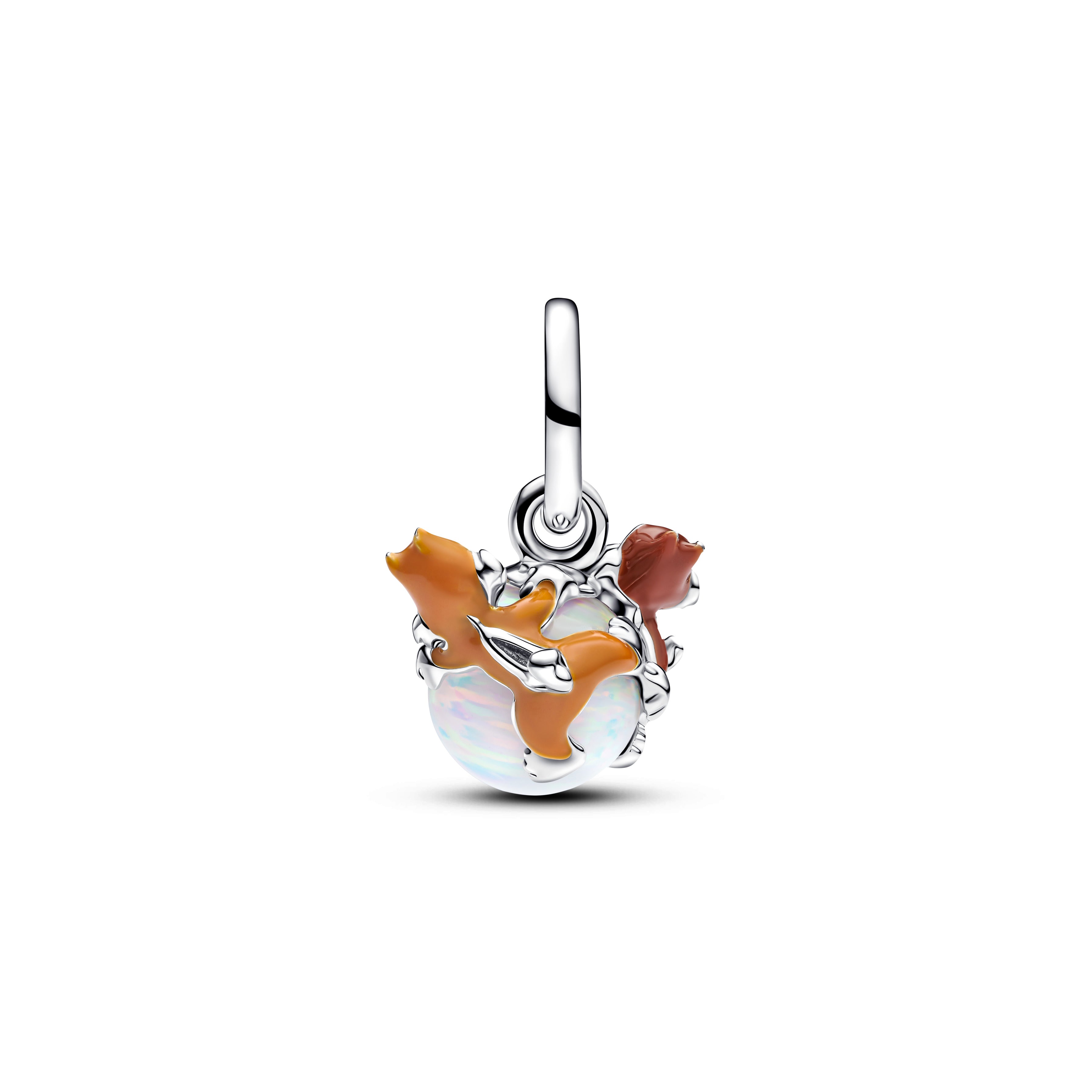 Disney Chip And Dale Sterling Silver Dangle With White Lab-Created Opal And Brown Enamel