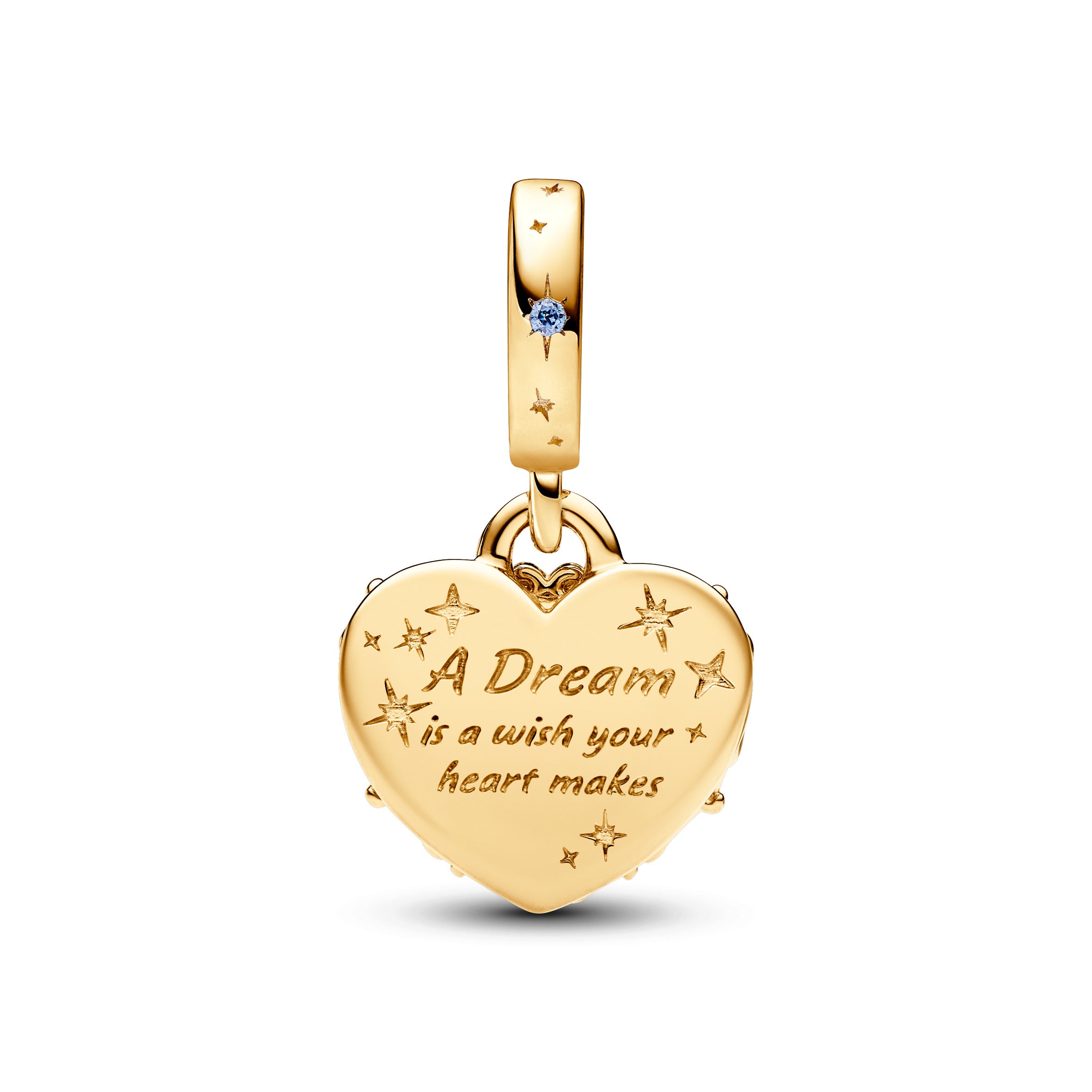 Disney Cinderella Heart 14K Gold-Plated Double Dangle With Fancy Light Blue Cubic Zirconia And Glittery Blue Enamel