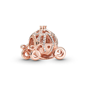 Disney Cinderella Pumpkin Coach 14K Rose Gold-Plated Charm With Clear Cubic Zirconia