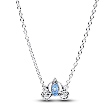 Disney Cinderella Sterling Silver Collier With Fancy Light Blue And Clear Cubic Zirconia