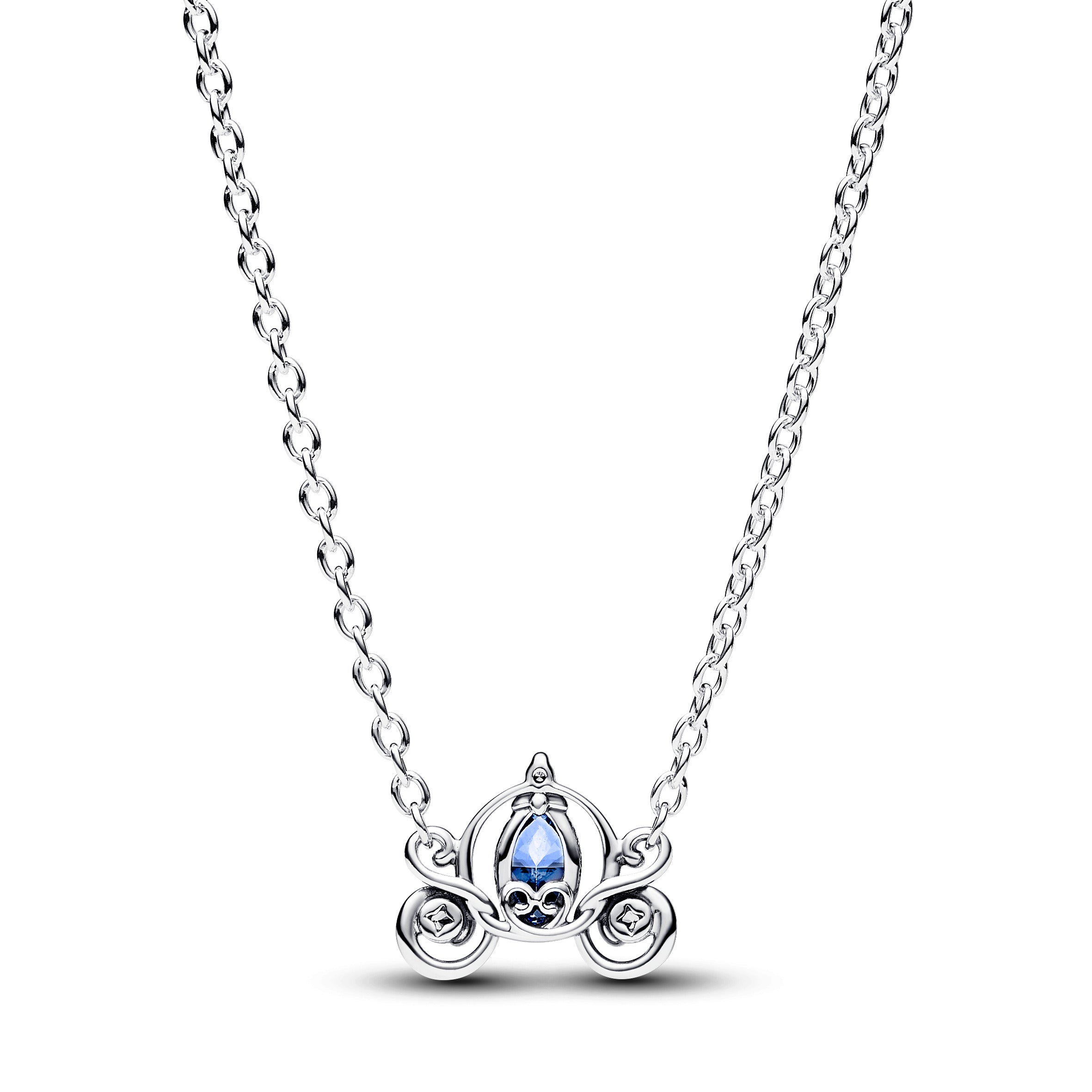 Disney Cinderella Sterling Silver Collier With Fancy Light Blue And Clear Cubic Zirconia