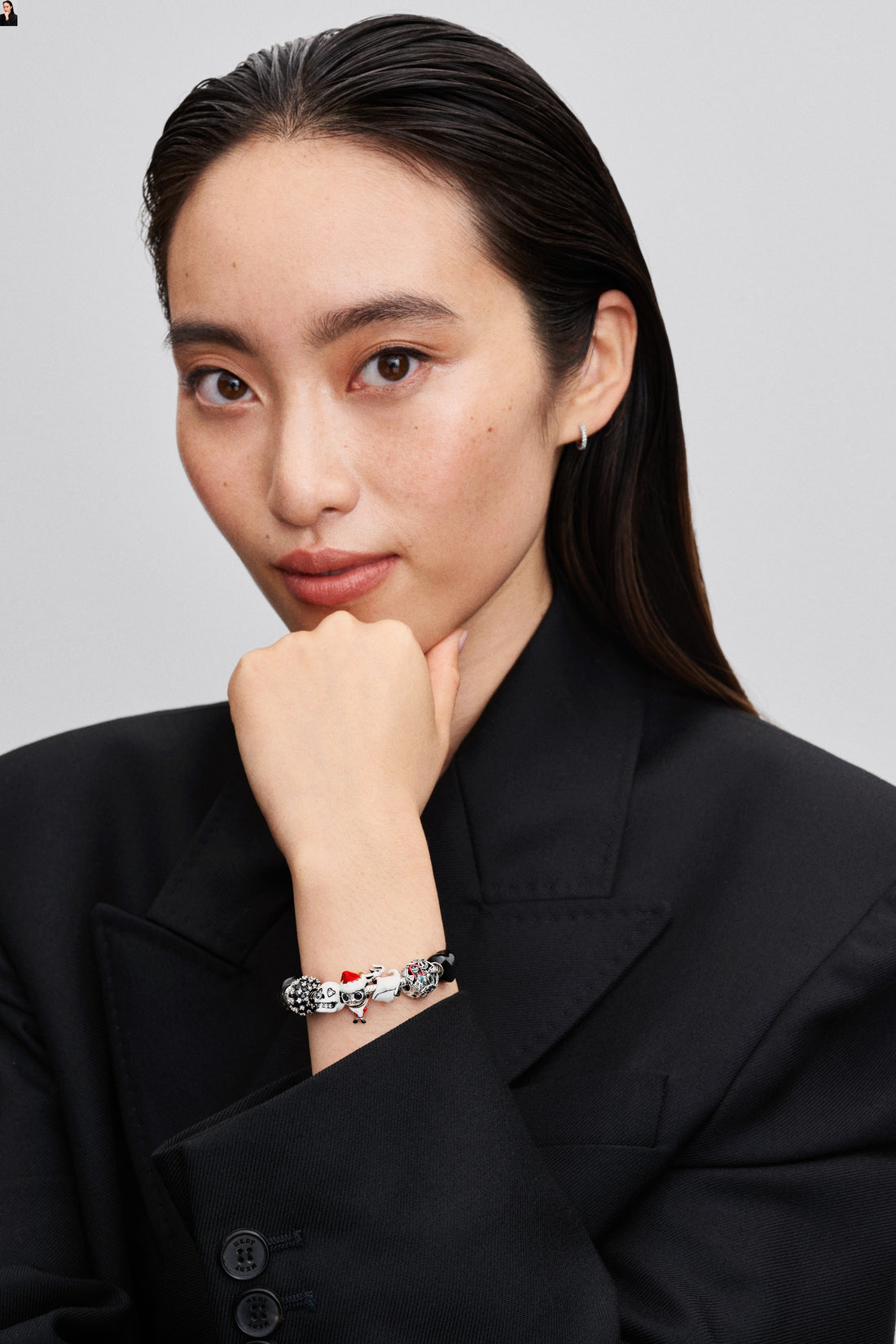 Disney Dark Zero Dog Sterling Silver Charm With Black, Red, Orange And White Glow In The Dark Enamel