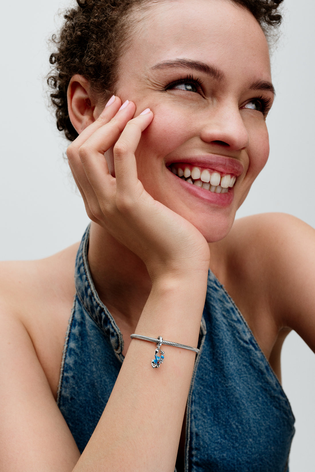 Disney Donald Duck Sterling Silver Dangle With Holographic Red And Blue Enamel