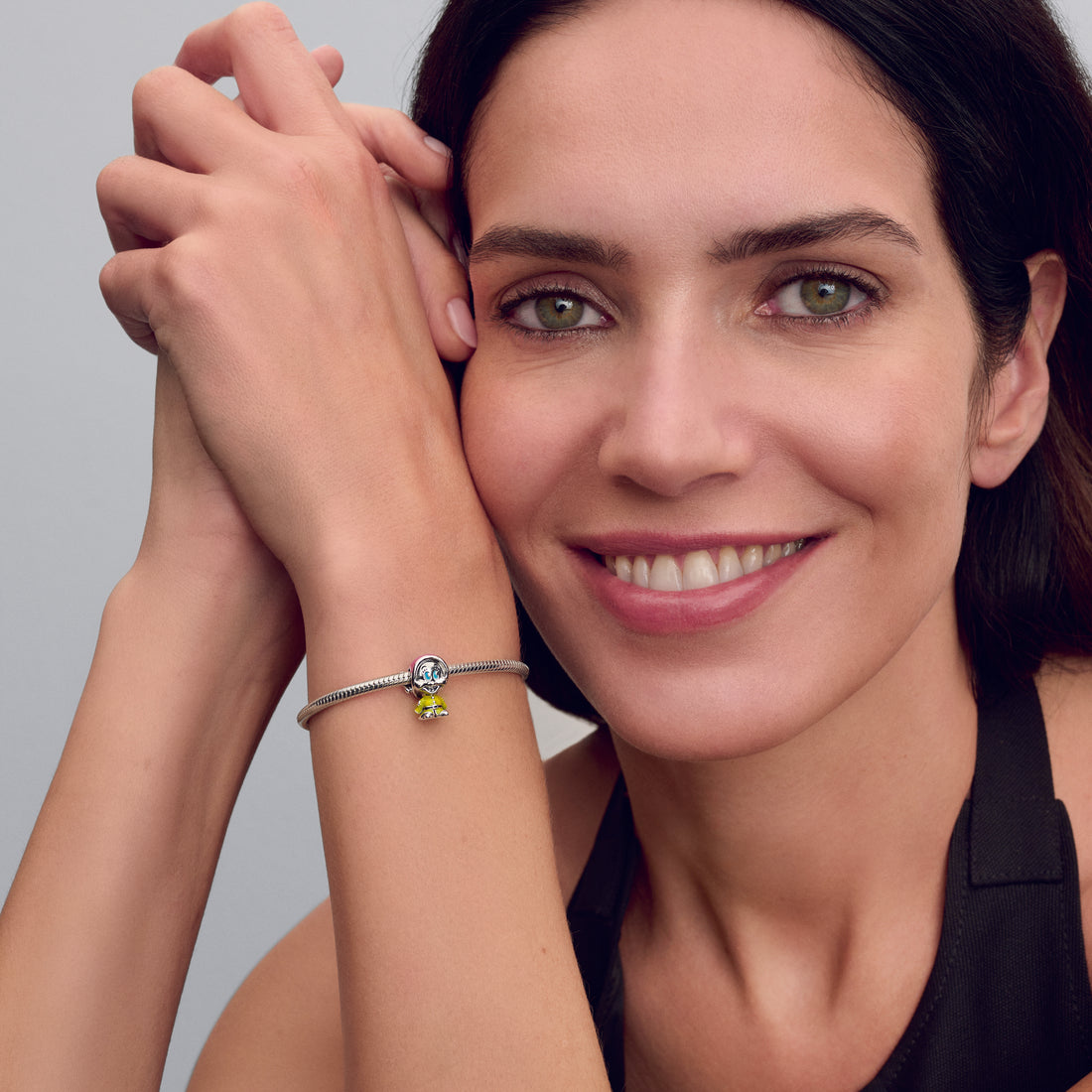 Disney Dopey Sterling Silver Charm With Purple, Black, White, Blue And Olive Green Enamel