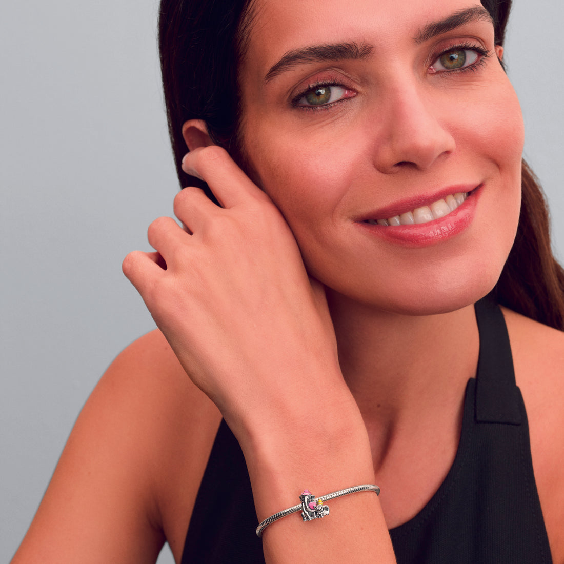 Disney Dumbo And Mum Sterling Silver Charm With Pink And Yellow Enamel