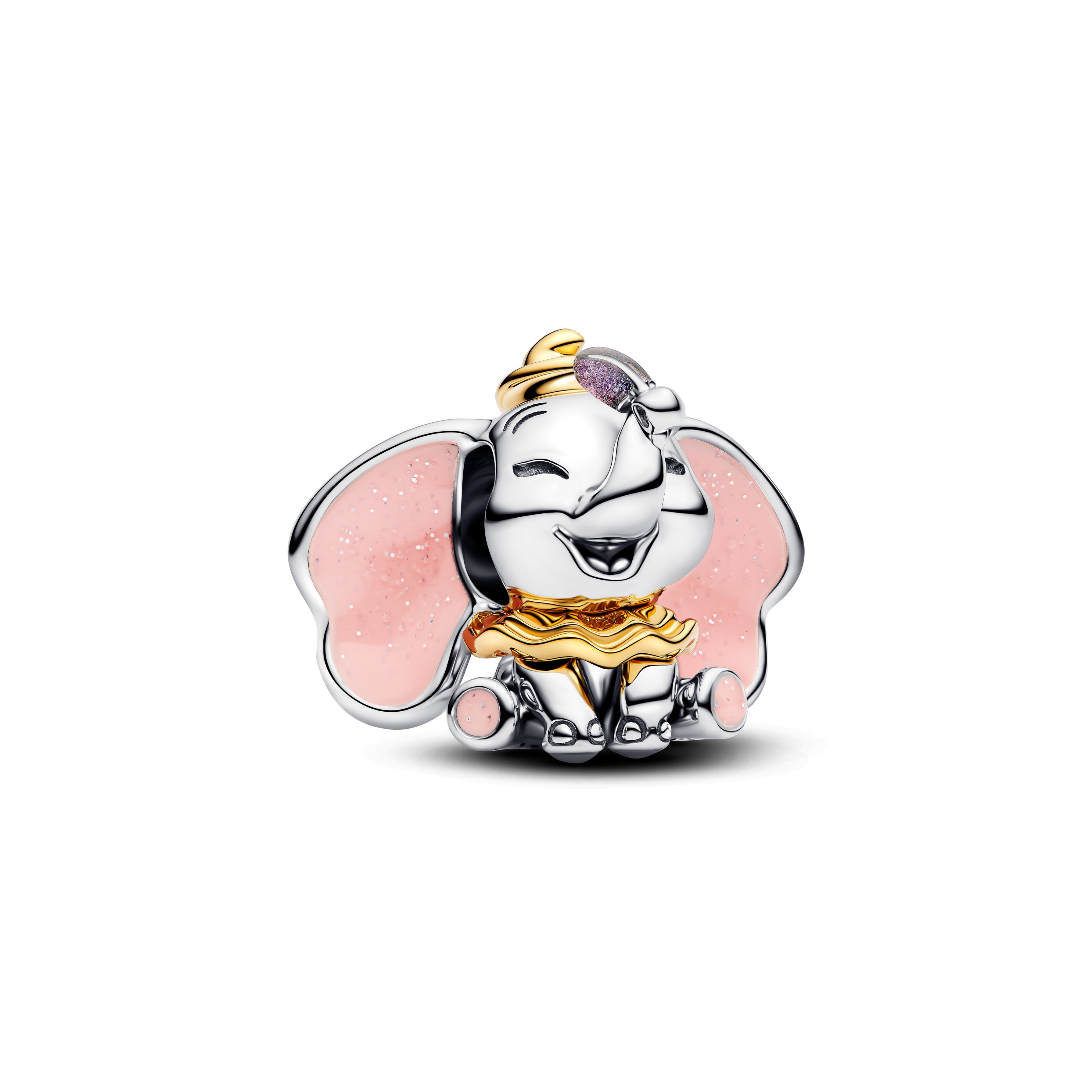 Disney Dumbo Sterling Silver And 14K Gold-Plated Charm With Glittery Pink And Purple Enamel