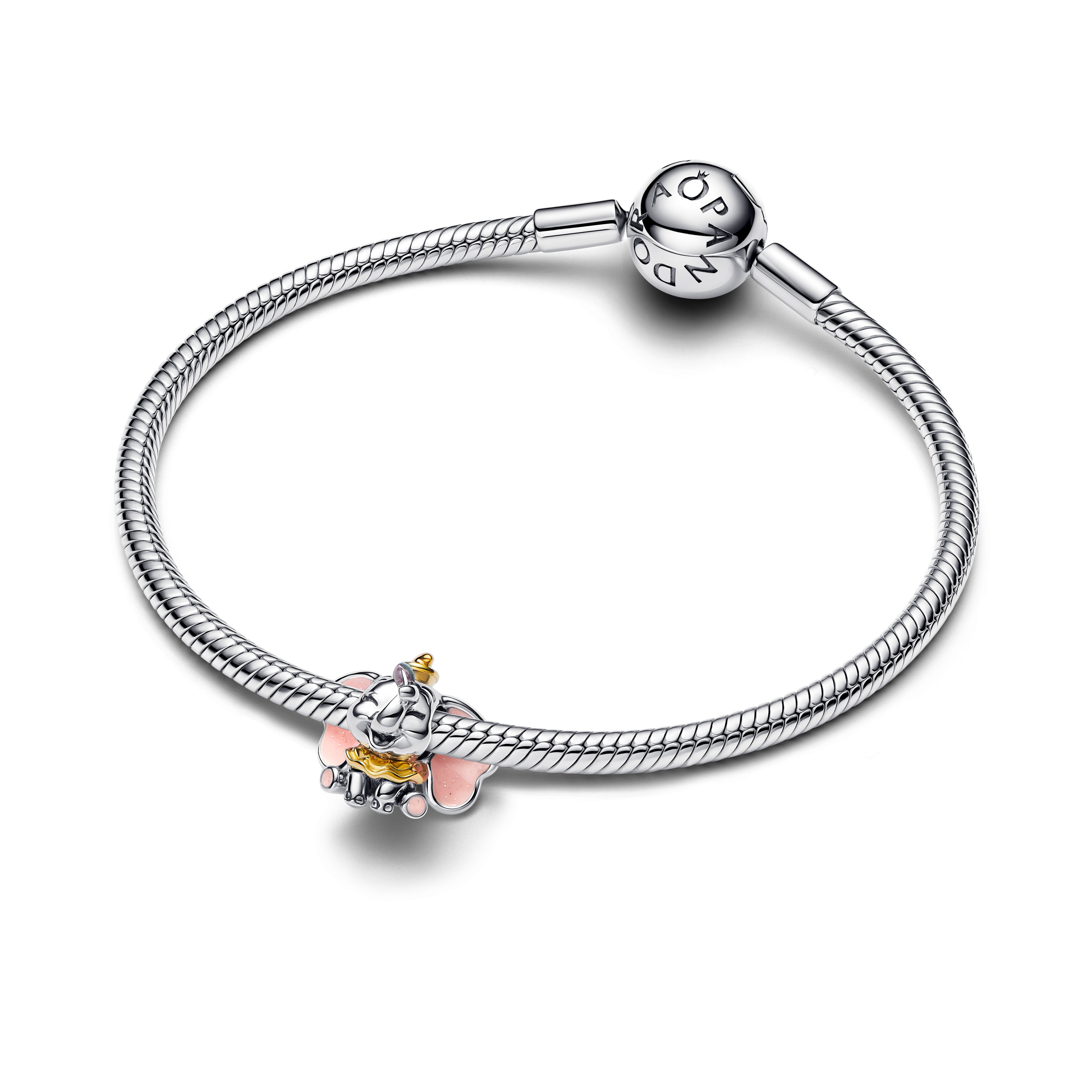 Disney Dumbo Sterling Silver And 14K Gold-Plated Charm With Glittery Pink And Purple Enamel