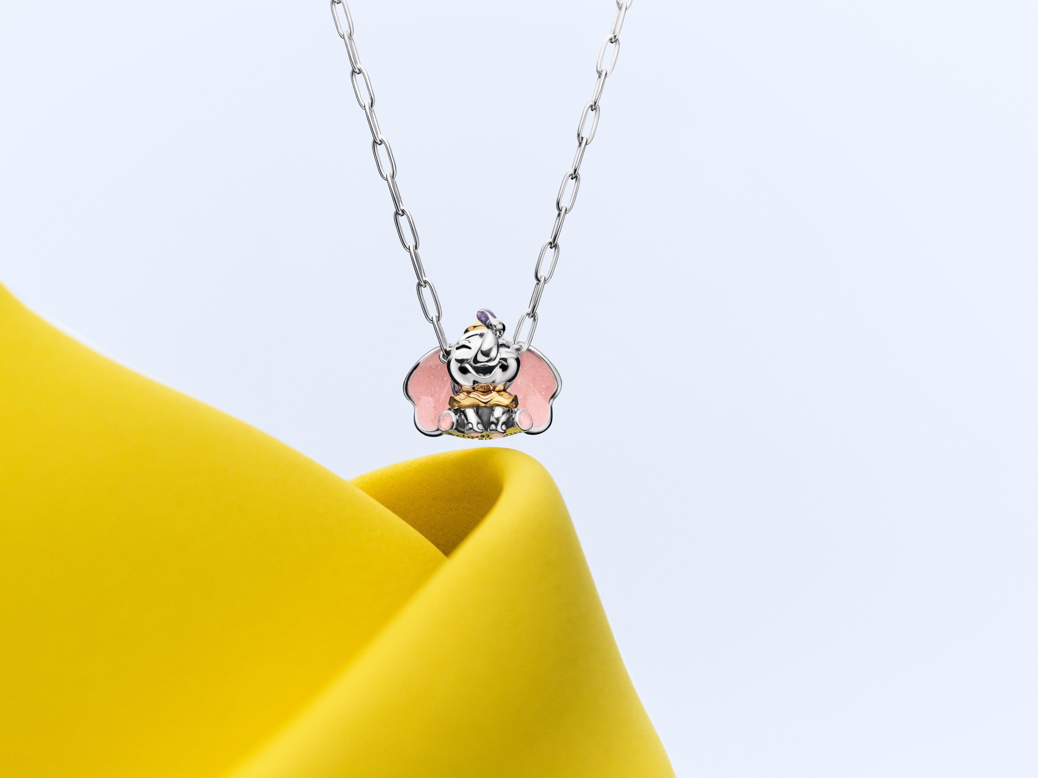 Disney Dumbo Sterling Silver And 14K Gold-Plated Charm With Glittery Pink And Purple Enamel