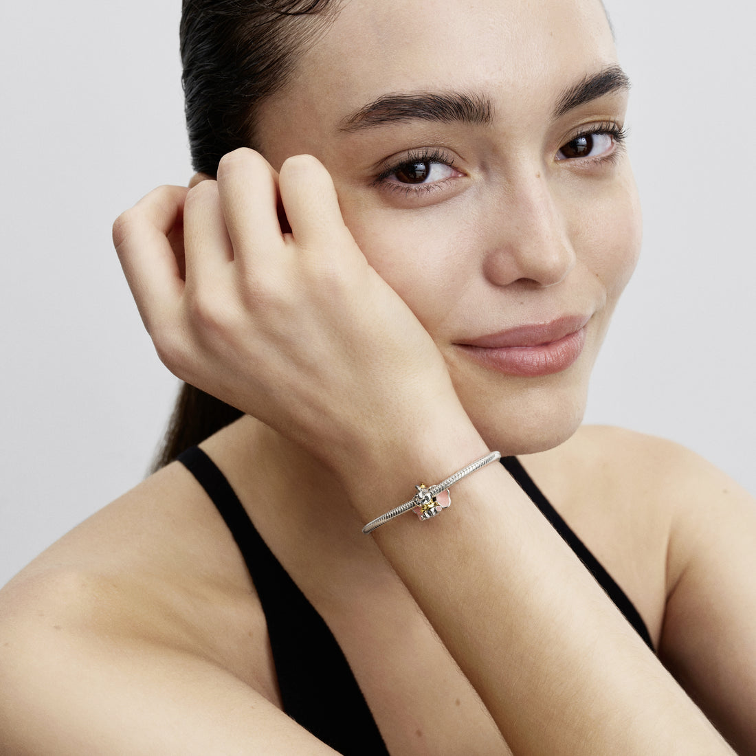 Disney Dumbo Sterling Silver And 14K Gold-Plated Charm With Glittery Pink And Purple Enamel