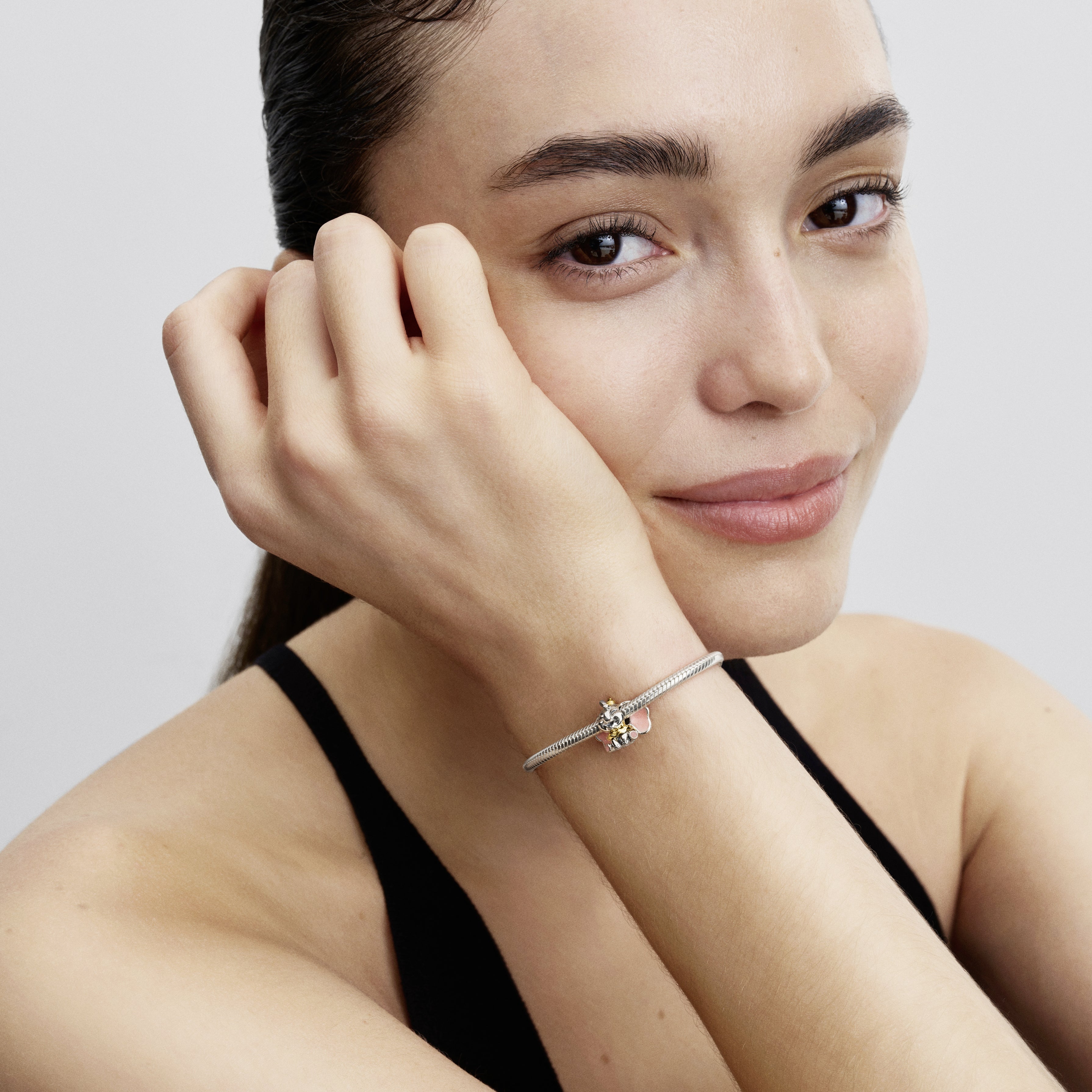 Disney Dumbo Sterling Silver And 14K Gold-Plated Charm With Glittery Pink And Purple Enamel