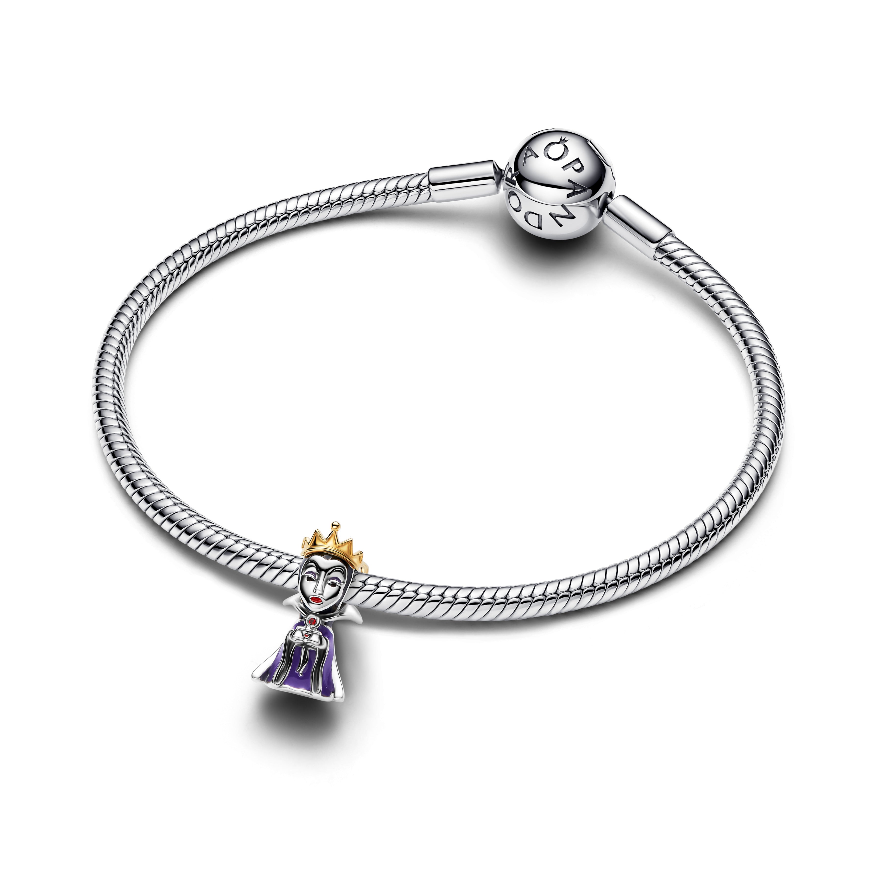 Disney Evil Queen Sterling Silver And 14K Gold-Plated Charm With Salsa Red Crystal, Black, Red And Purple Enamel