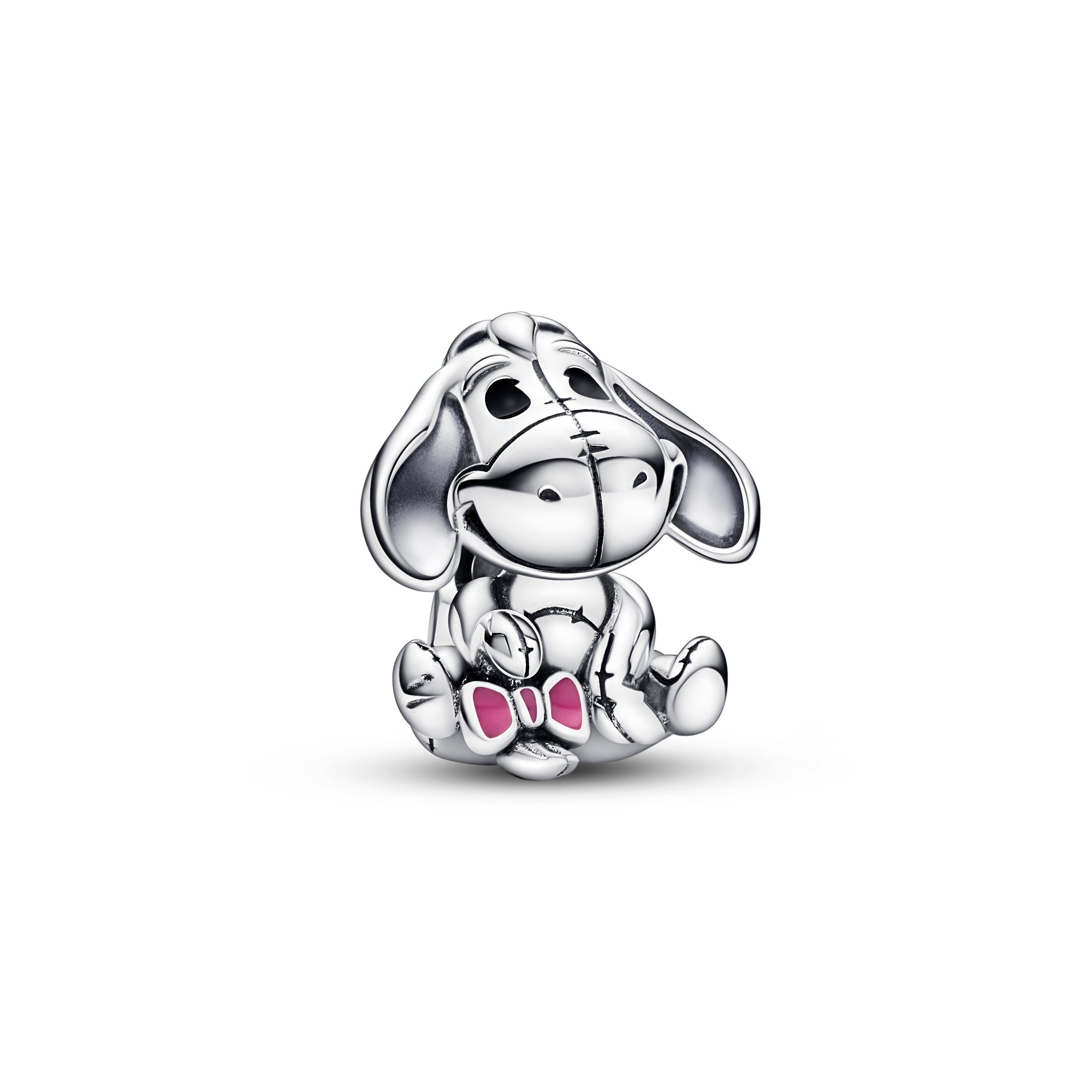 Disney Eyore Sterling Silver Charm With Pink And Black Enamel