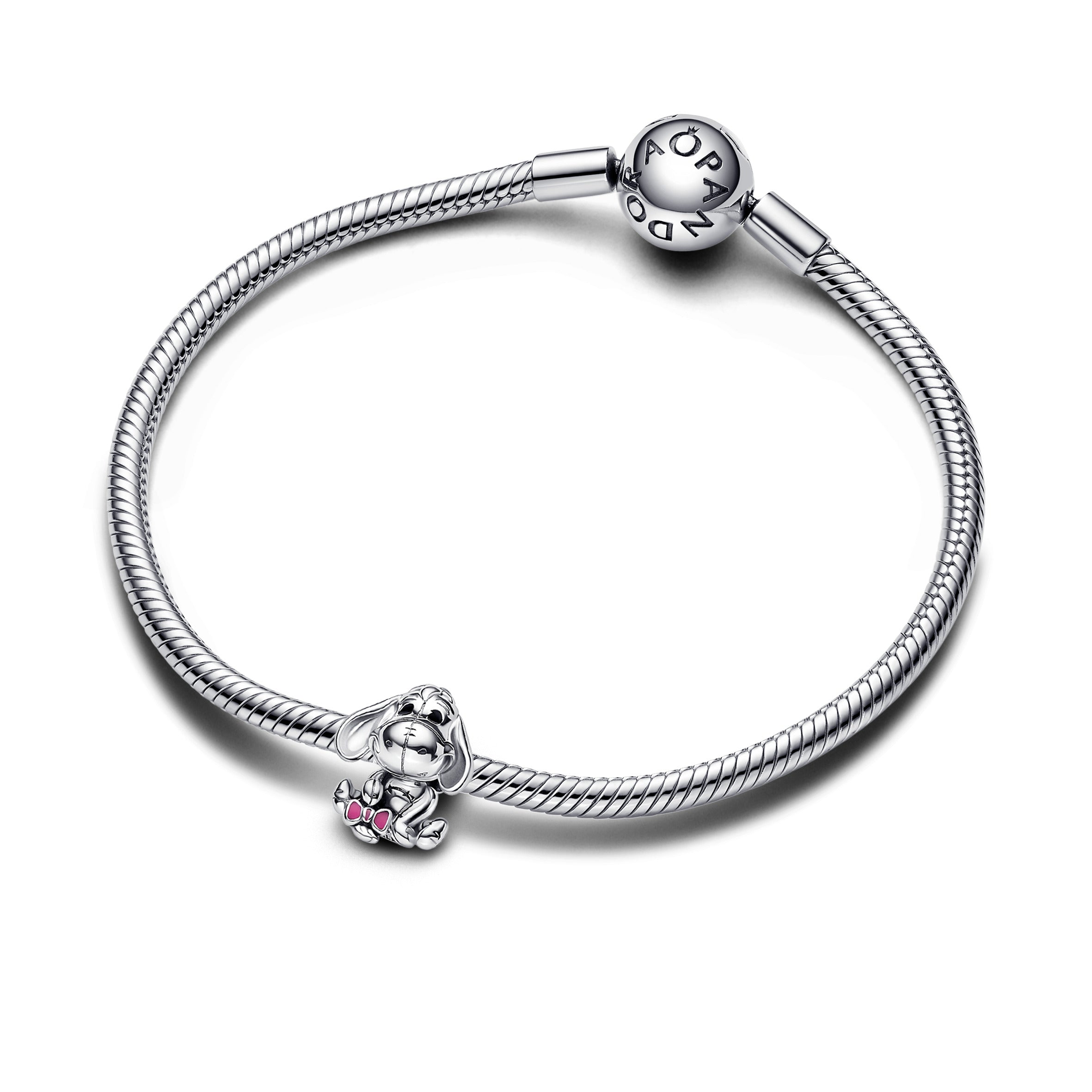 Disney Eyore Sterling Silver Charm With Pink And Black Enamel