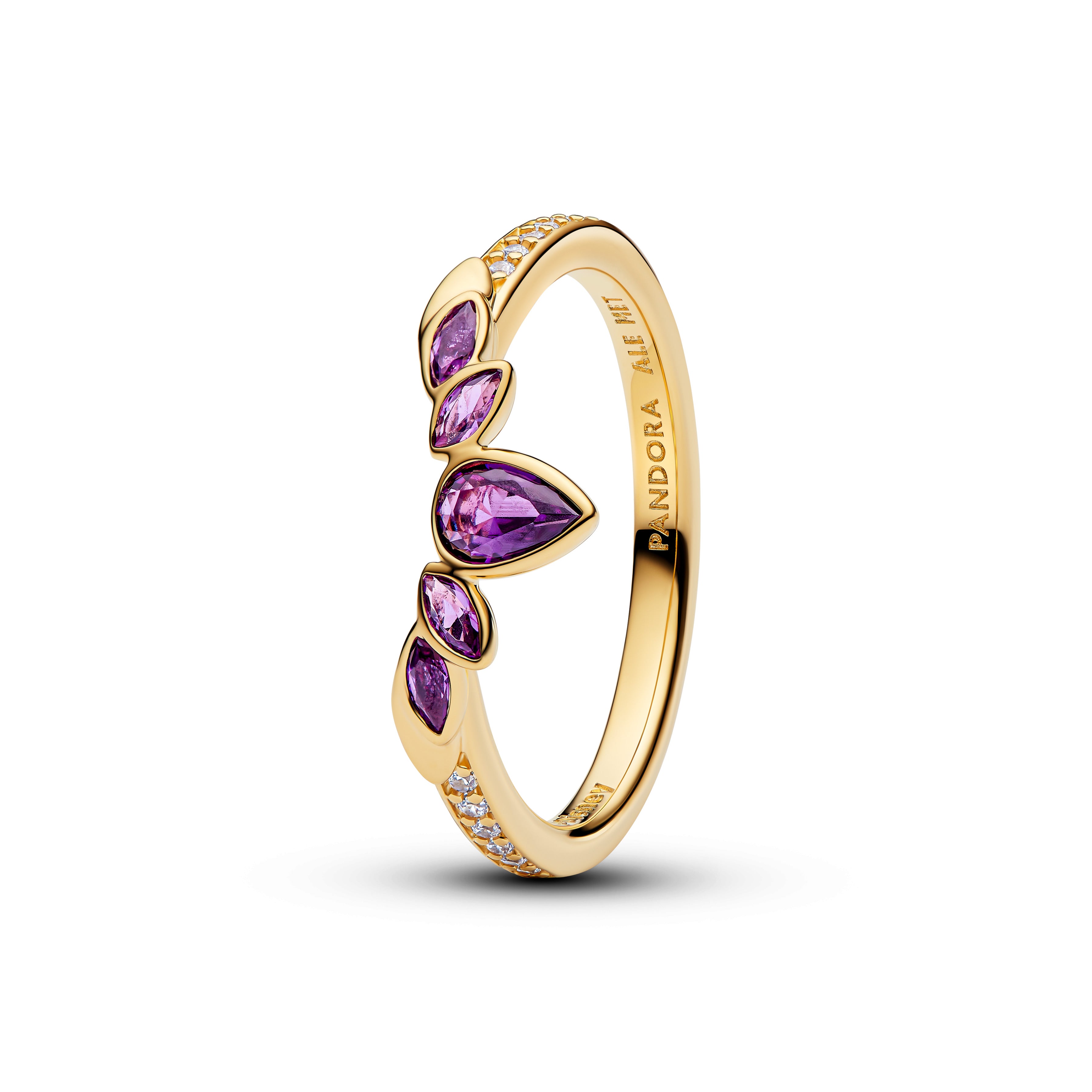 Disney Frozen 14K Gold-Plated Ring With Violet Purple Crystal And Clear Cubic Zirconia