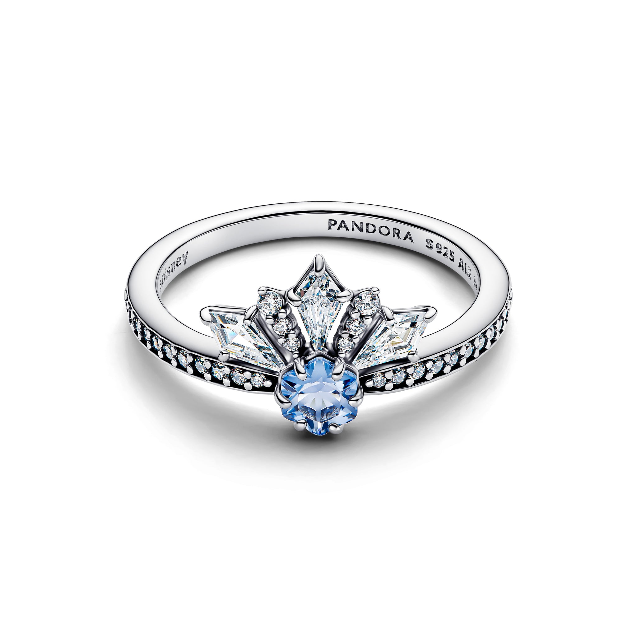 Disney Frozen Sterling Silver Ring With Water Blue Crystal And Clear Cubic Zirconia