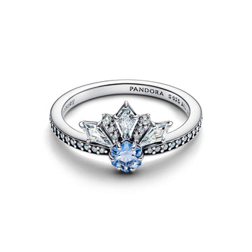 Disney Frozen Sterling Silver Ring With Water Blue Crystal And Clear Cubic Zirconia