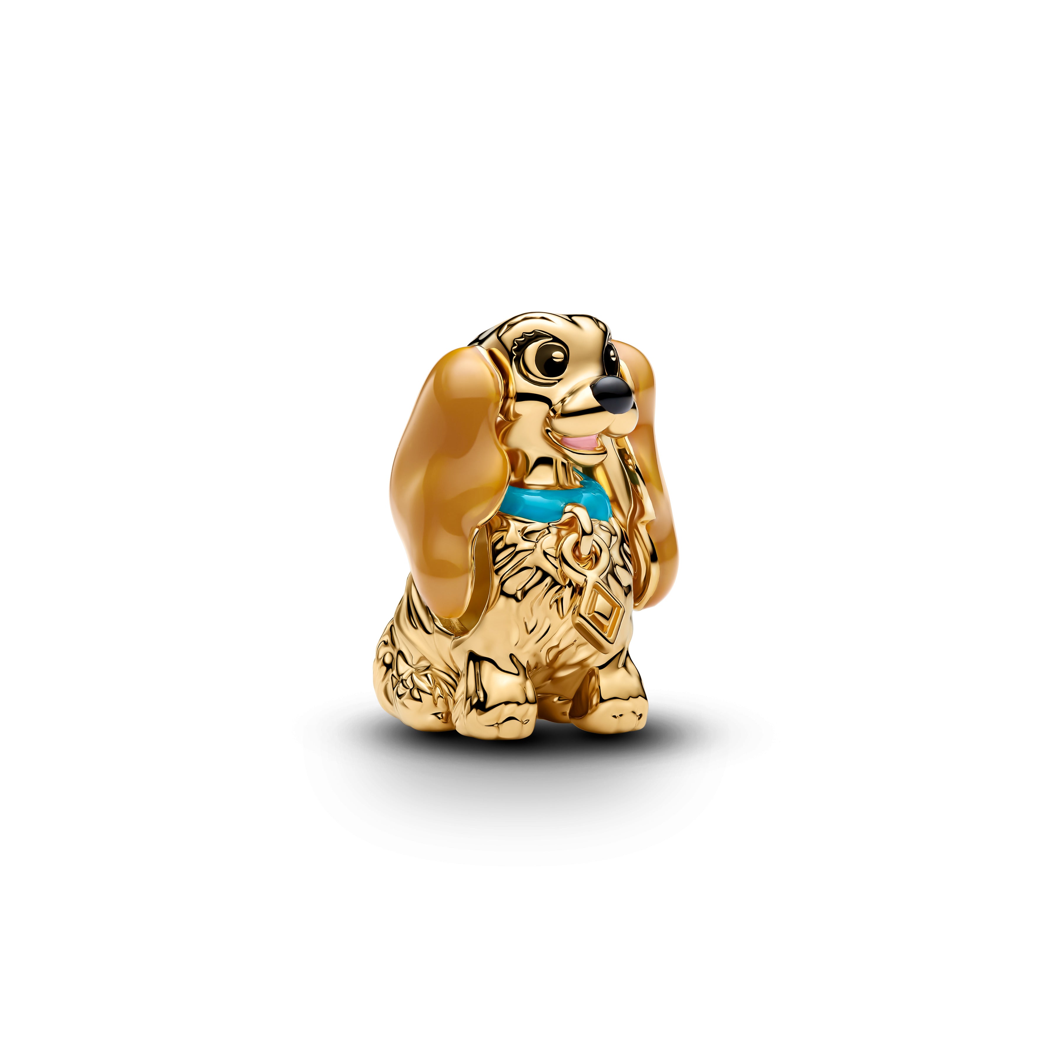 Disney Lady 14K Gold-Plated Charm Black, Pink, Brown And Blue Enamel