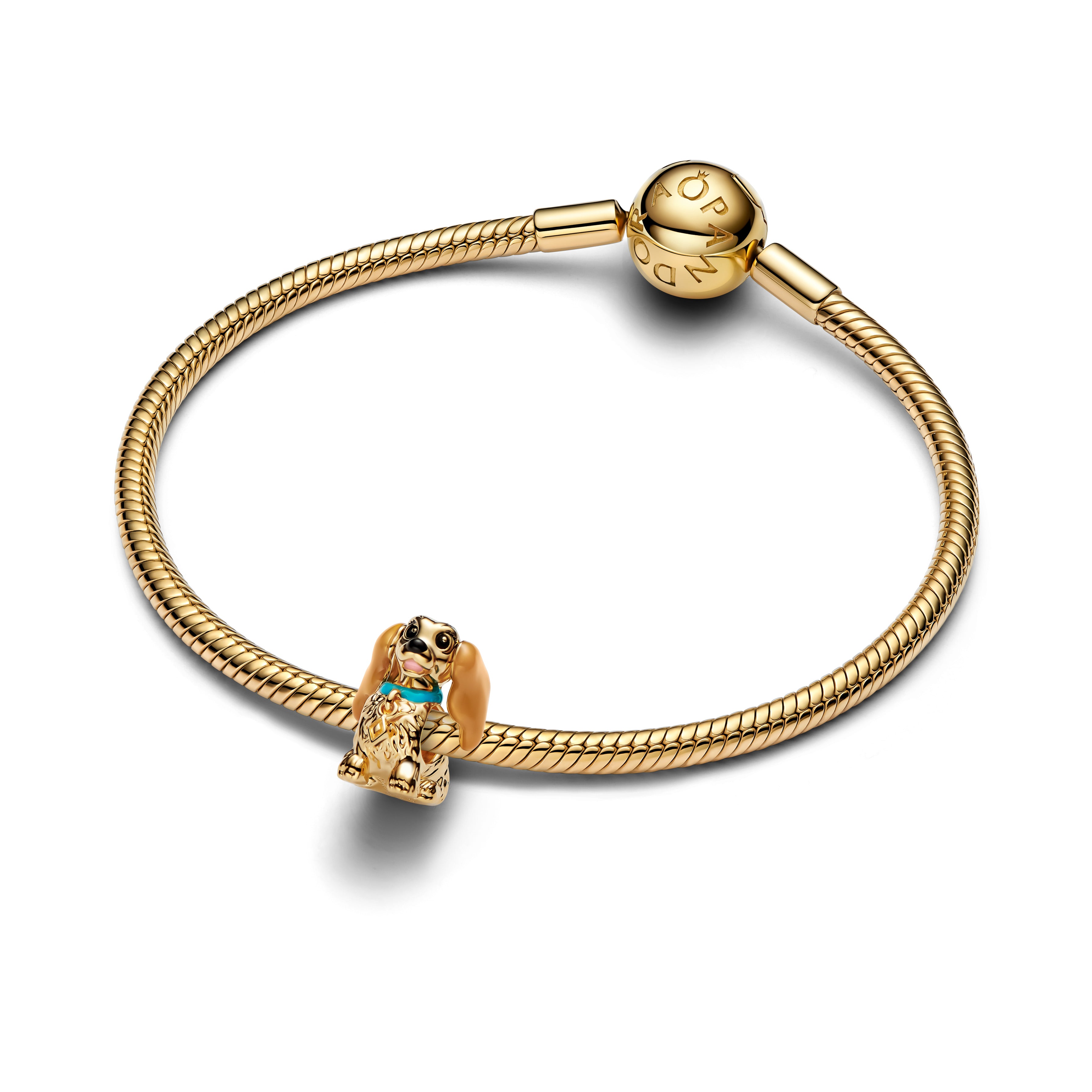 Disney Lady 14K Gold-Plated Charm Black, Pink, Brown And Blue Enamel