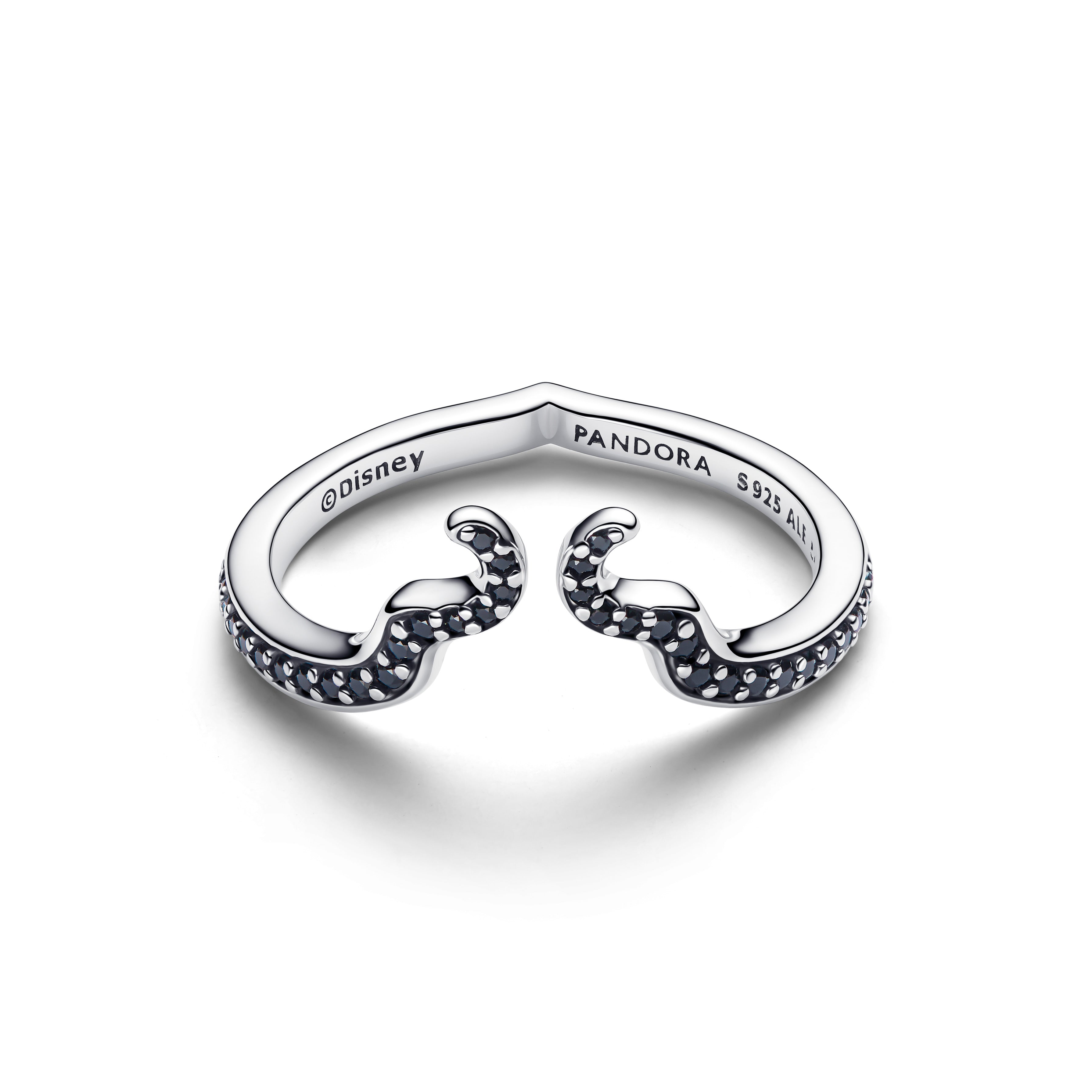 Disney Maleficent Sterling Silver Ring With Black Crystal