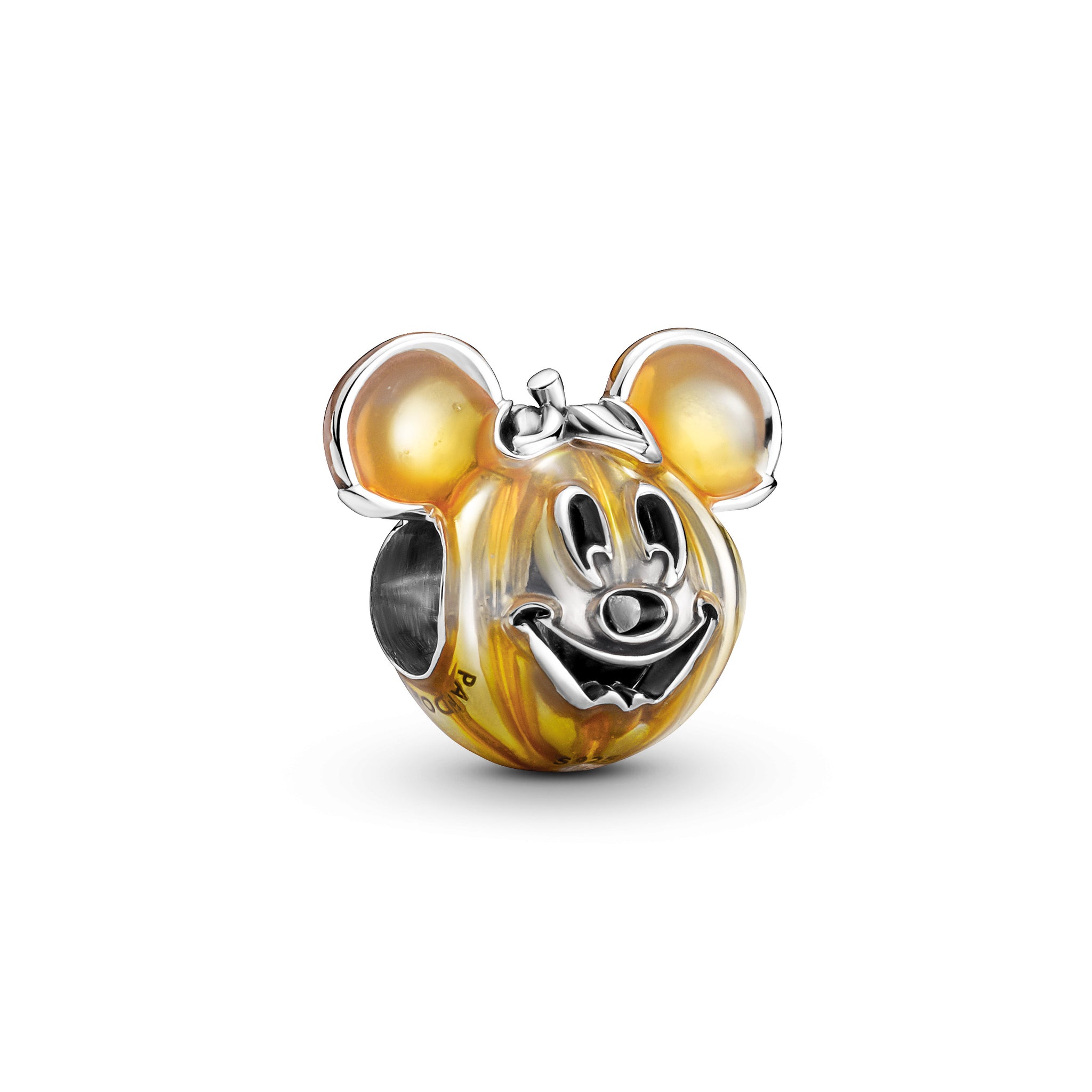 Disney Mickey Pumpkin Sterling Silver Charm With Transparent Orange Enamel