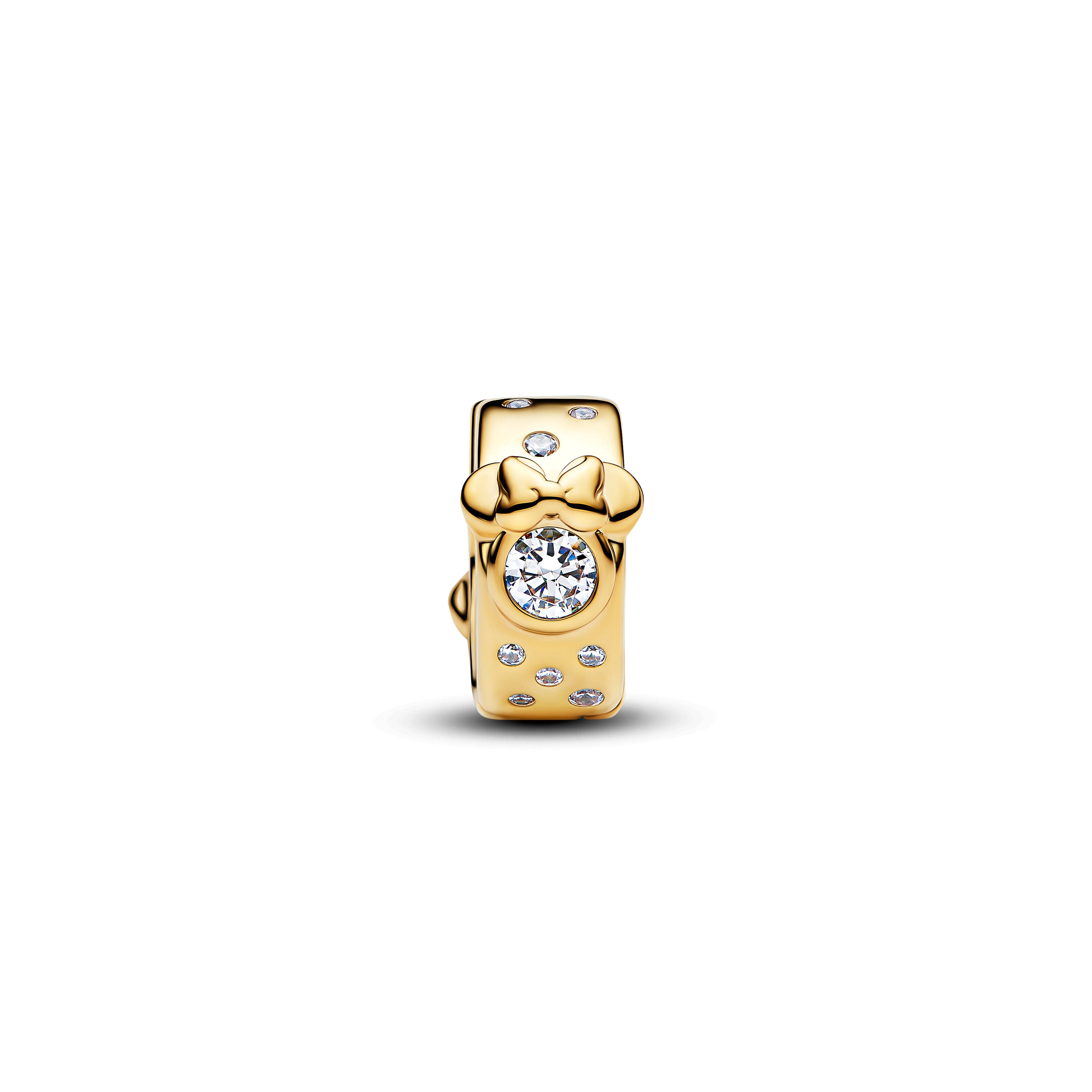 Disney Mickey And Minnie Mouse 14K Gold-Plated Clip With Clear Cubic Zirconia And Silicone Grip