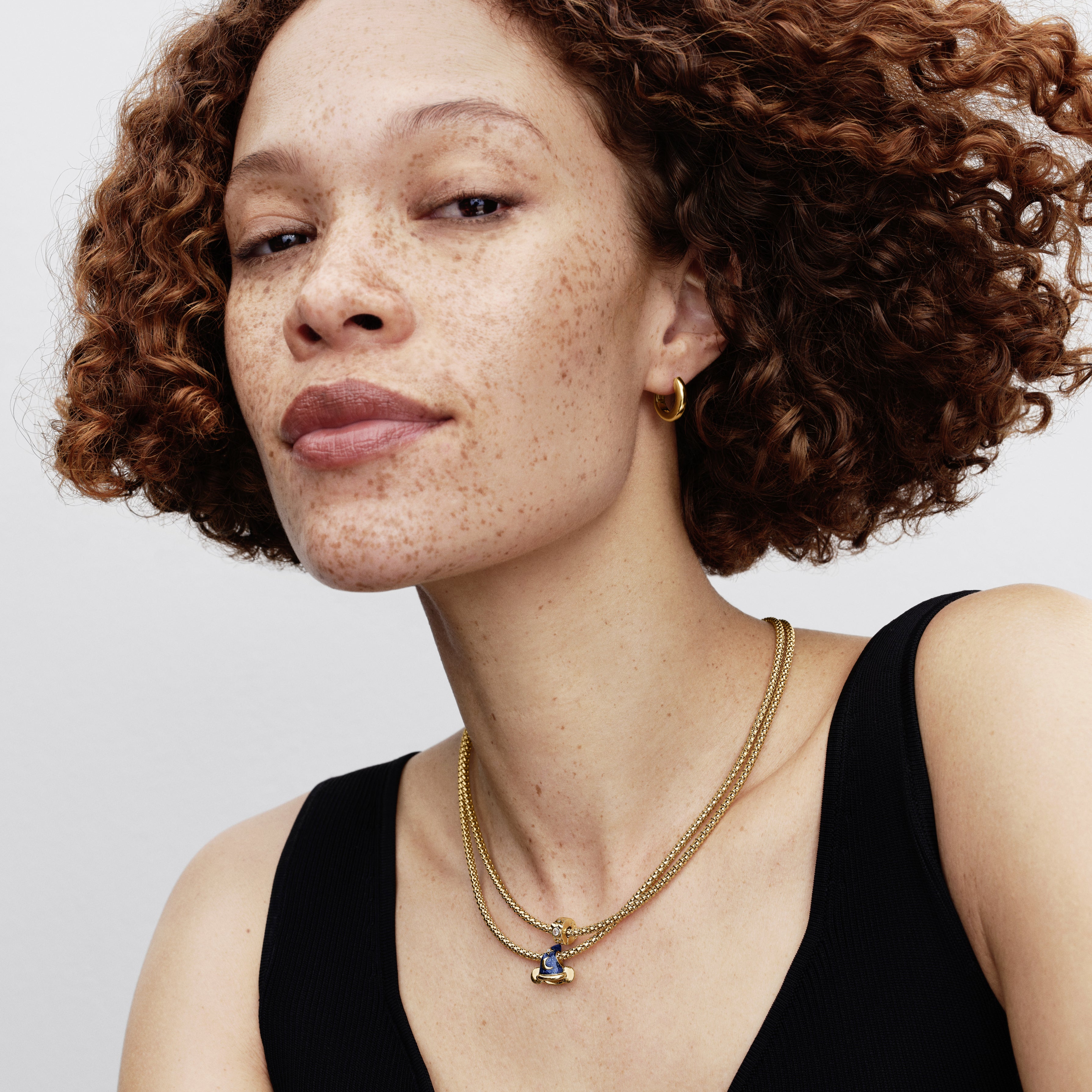 Disney Mickey And Minnie Mouse 14K Gold-Plated Clip With Clear Cubic Zirconia And Silicone Grip