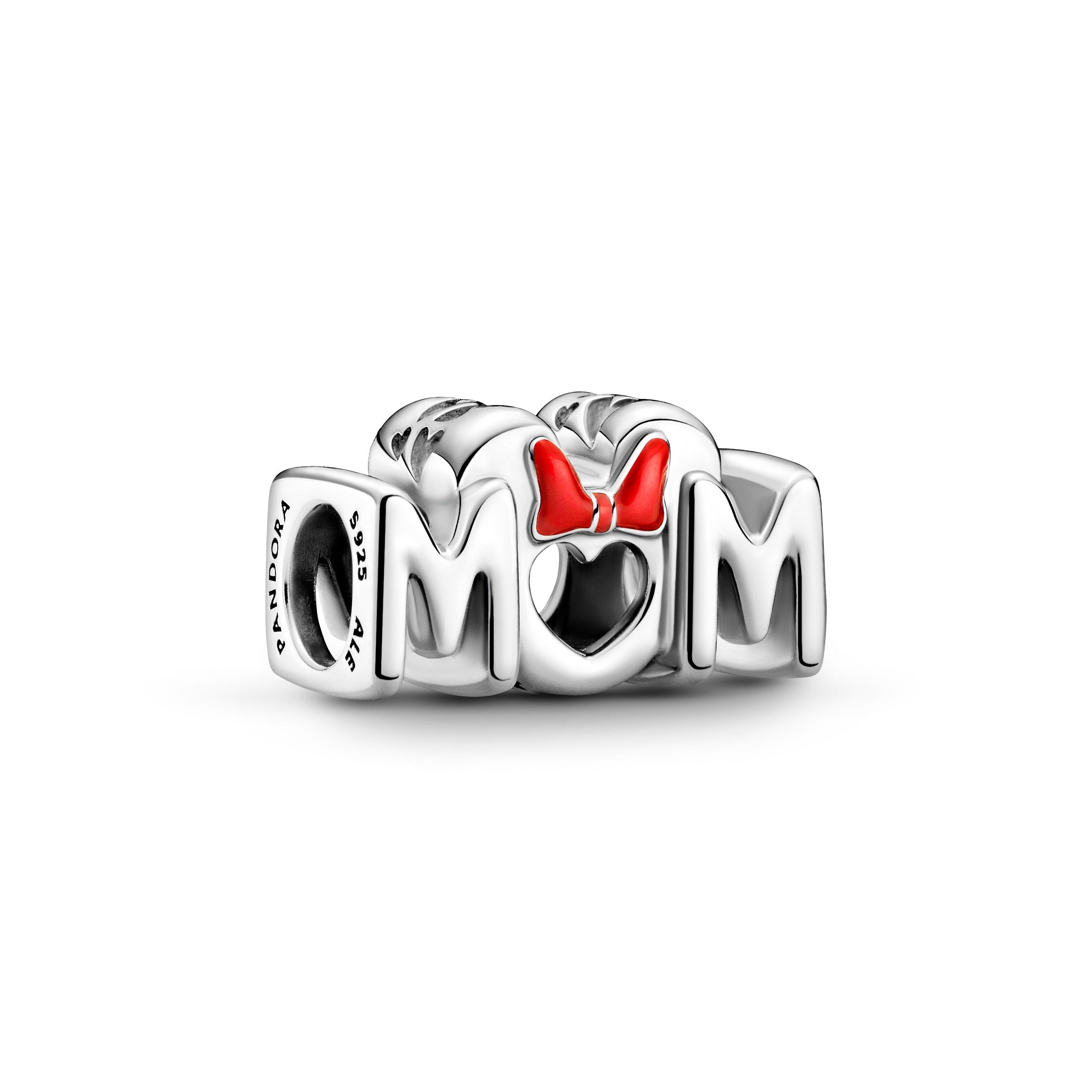 Disney Minnie Mum Sterling Silver Charm With Red Enamel