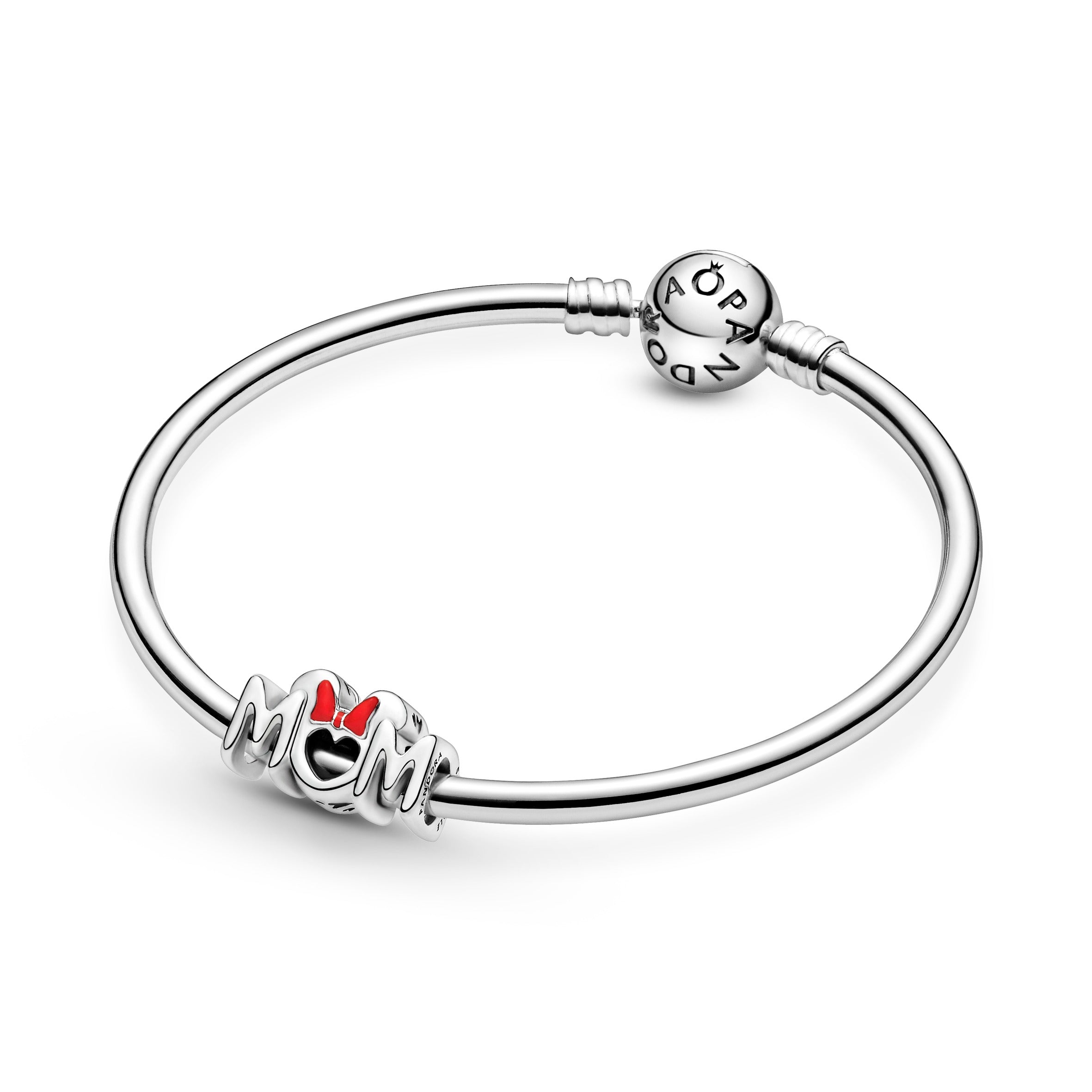 Disney Minnie Mum Sterling Silver Charm With Red Enamel