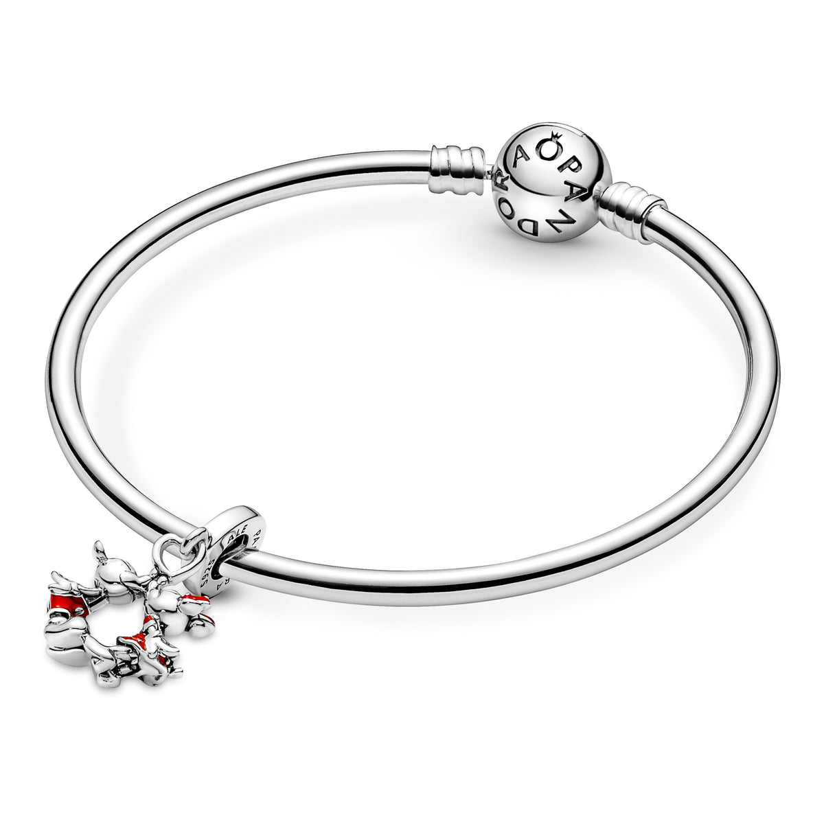 597494 Disney Minnie And Mickey Mouse Kissing Sterling Silver Dangle With Red ...